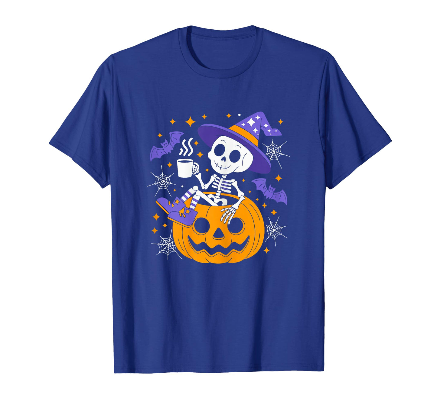 Cute Skeleton with Coffee Halloween Outfit for Women T-Shirt