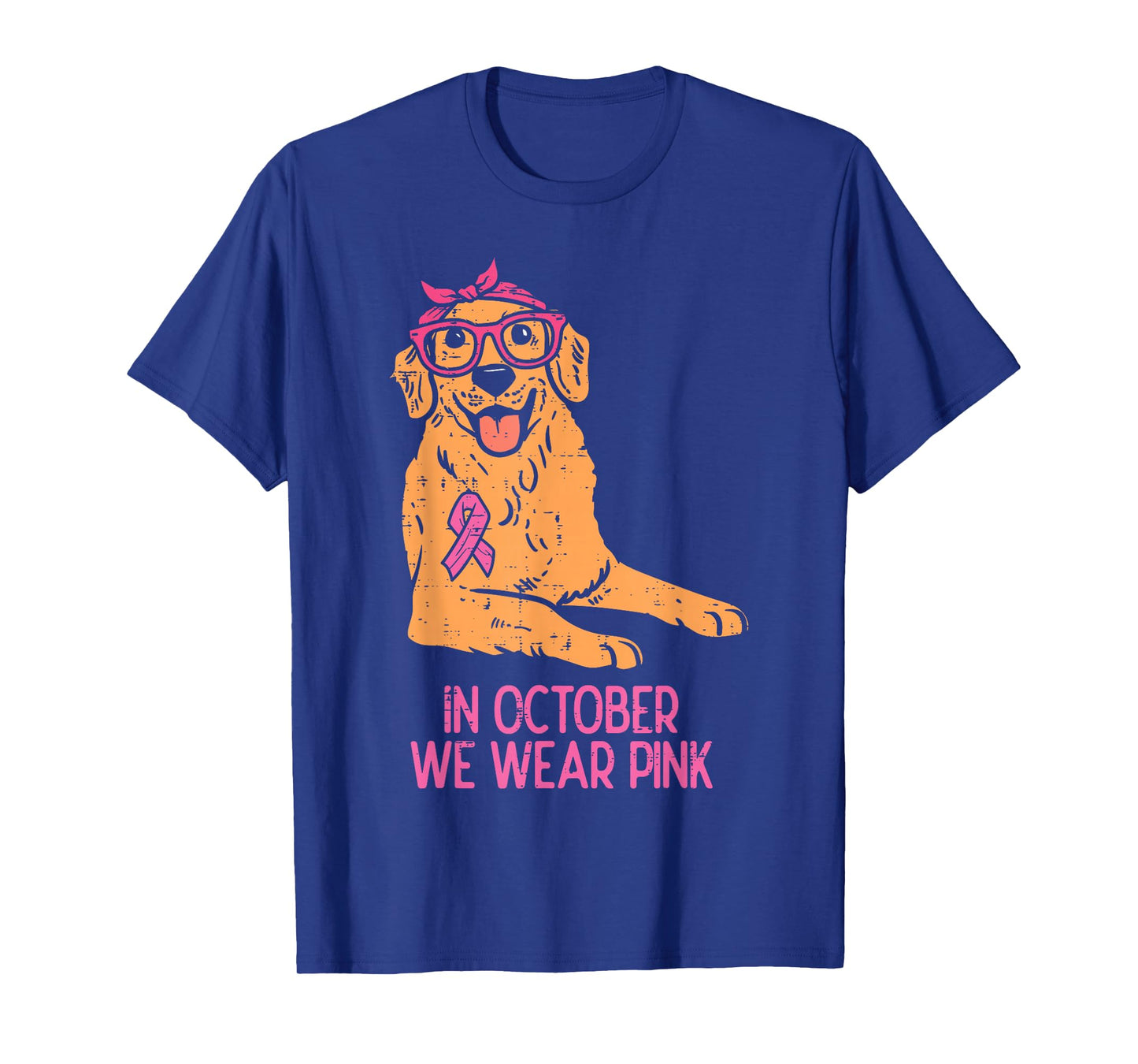 October We Wear Pink Golden Retriever Breast Cancer Dog T-Shirt