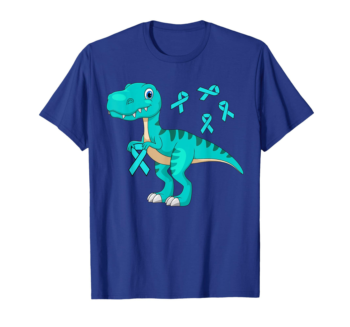 Ovarian Cancer Awareness Shirt Teal Ribbon Women Men Kids T-Shirt