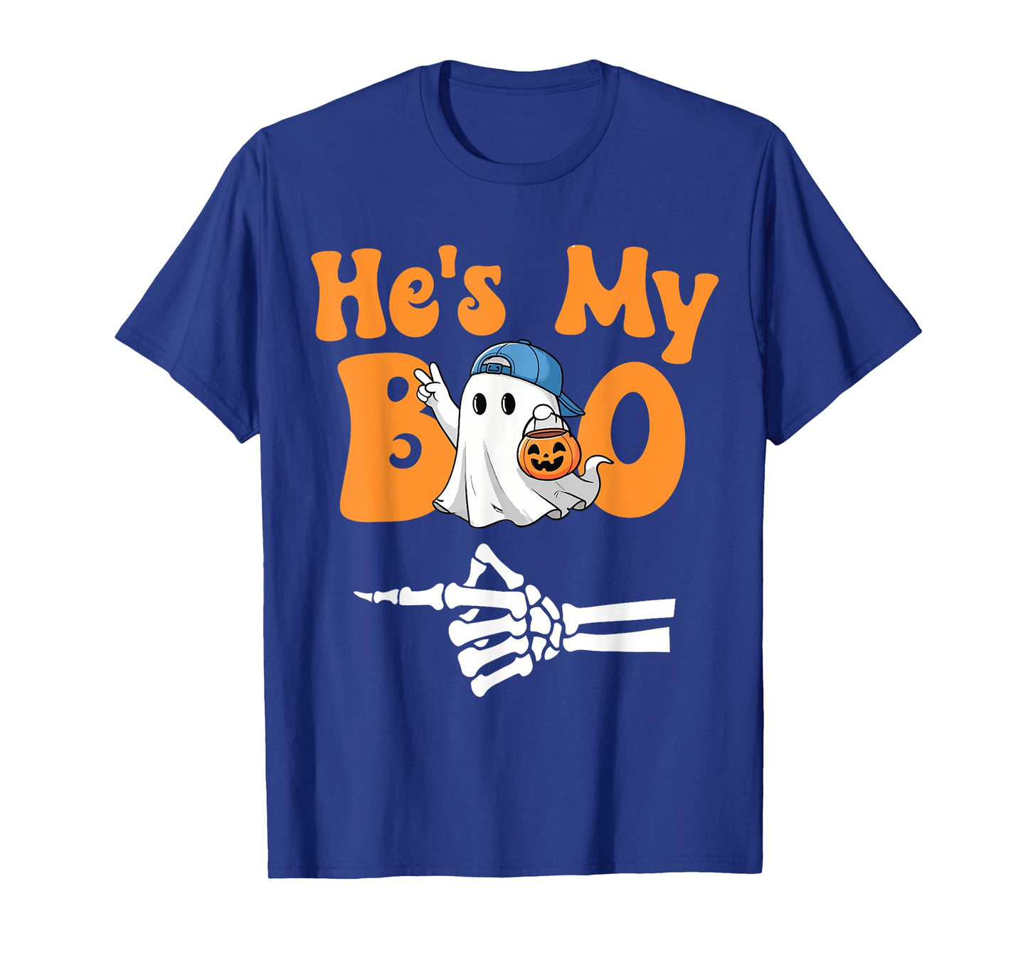 He's My Boo Pumpkin Halloween Boy Kids Mens T-Shirt