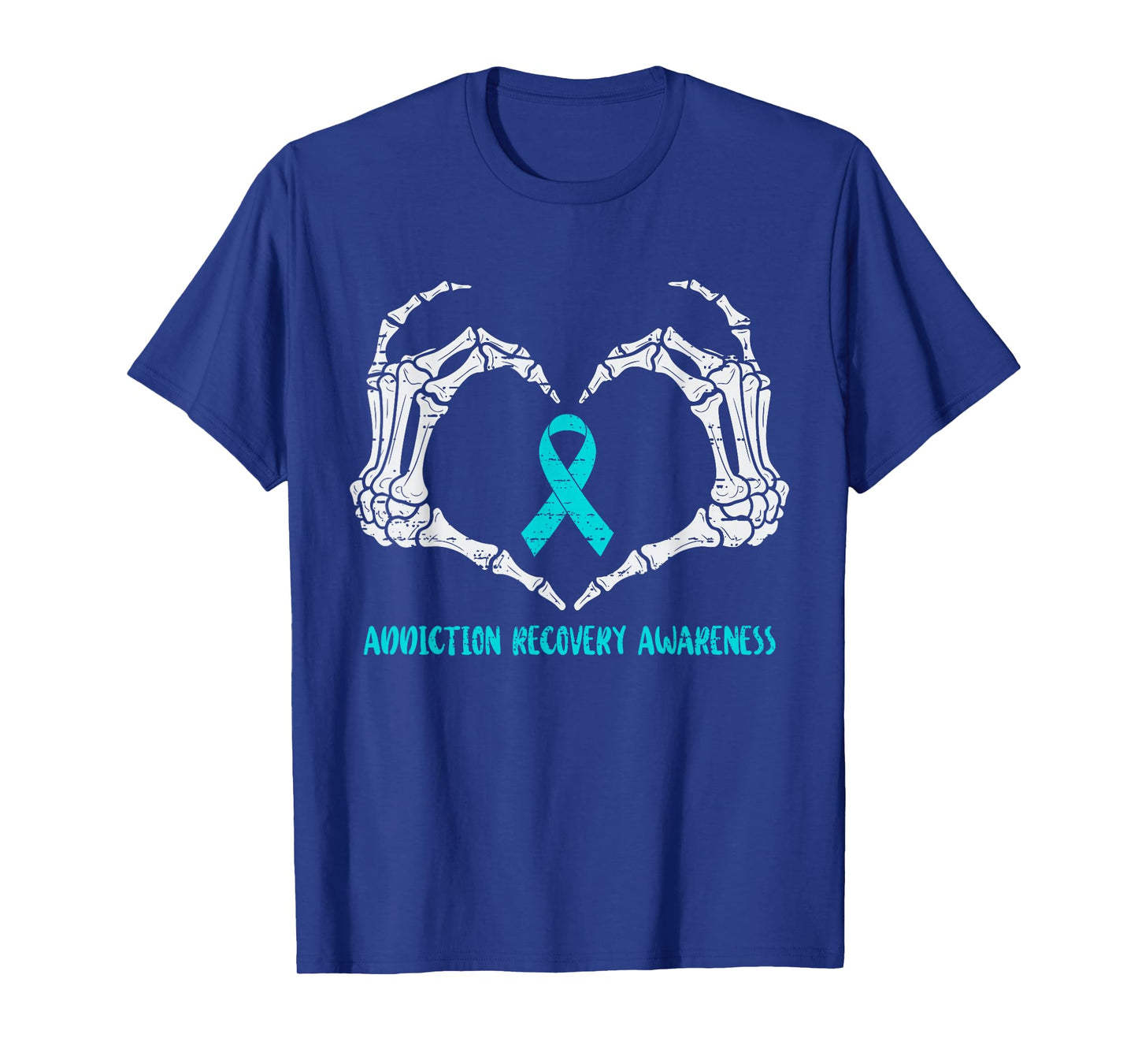 Addiction Recovery Awareness Drug Alcohol Skeleton Ribbon T-Shirt
