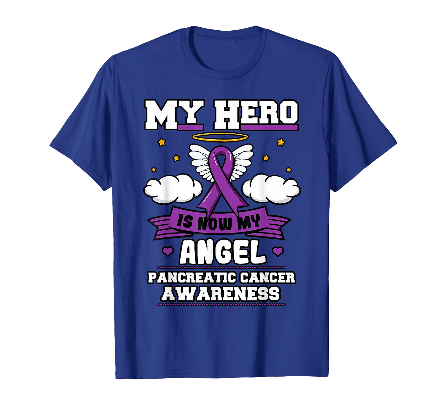 My Hero Is Now My Angel Pancreatic Cancer Purple Supporters T-Shirt