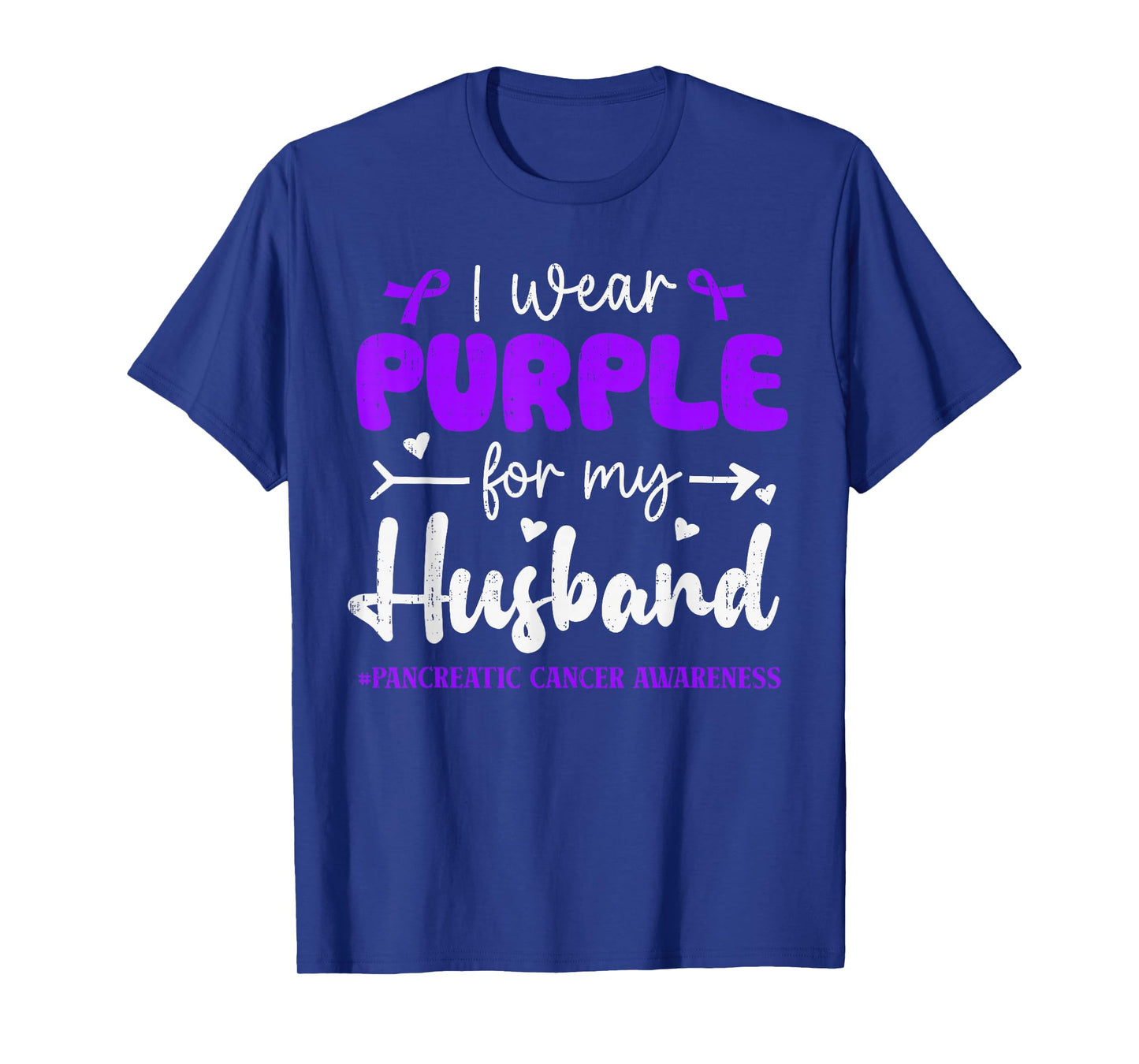 I Wear Purple for Husband Pancreatic Cancer Awareness Family T-Shirt