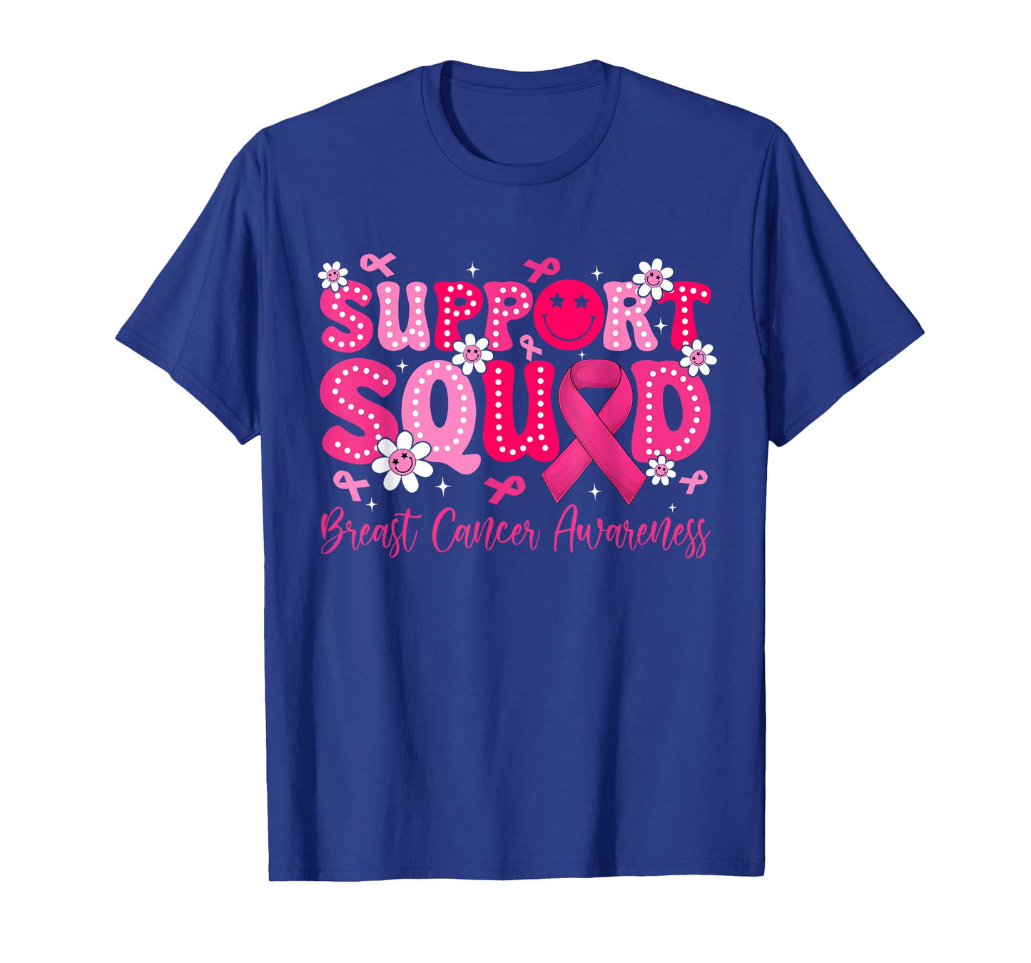 Retro Groovy Support Squad Breast Cancer Awareness Month T-Shirt