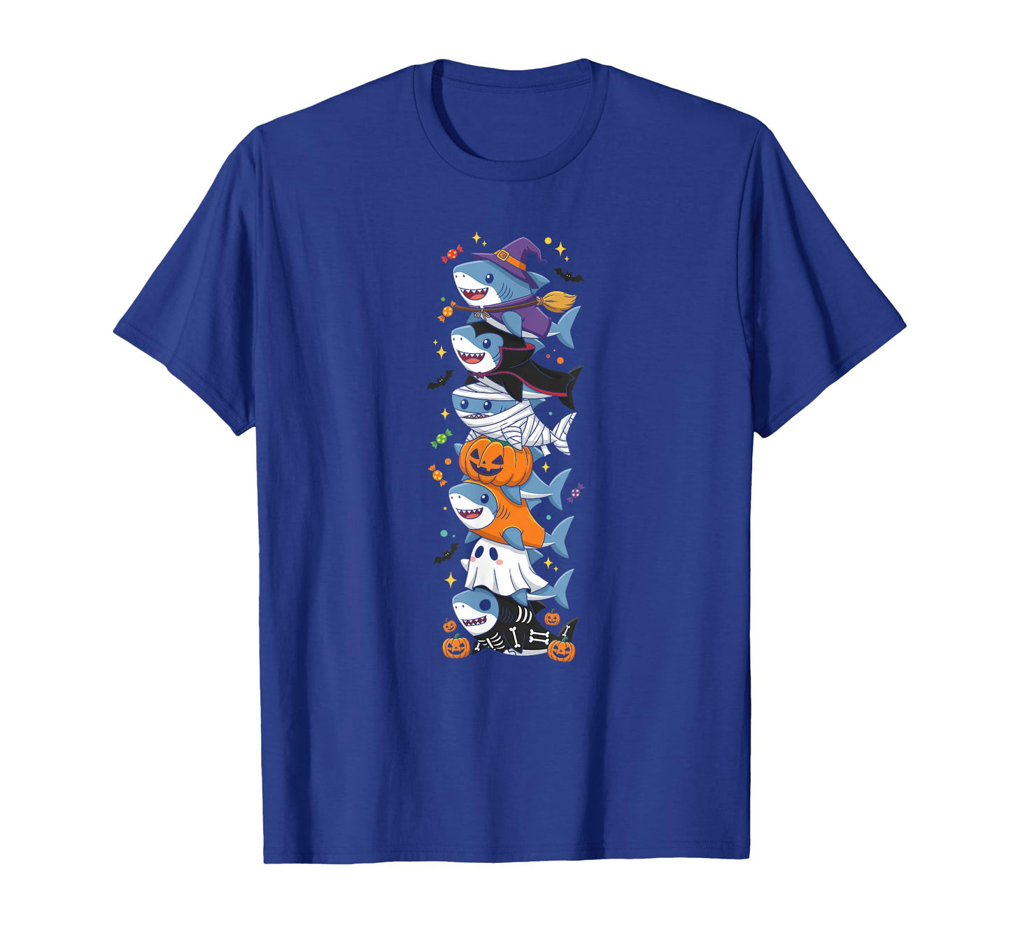 Funny Shark Witch Vampire Ghost Halloween Kids Mens Womens T-Shirt