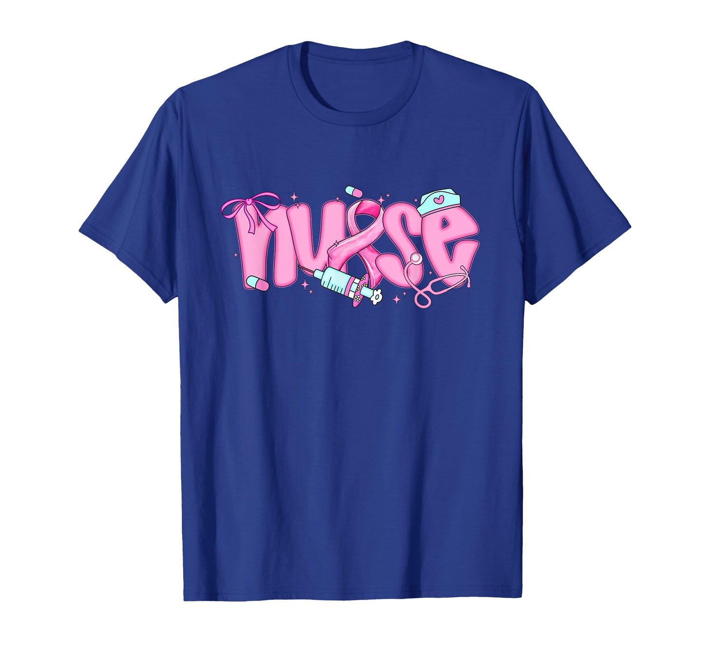 Nurse Breast Cancer Awareness Shirt Pink Ribbon Womens T-Shirt