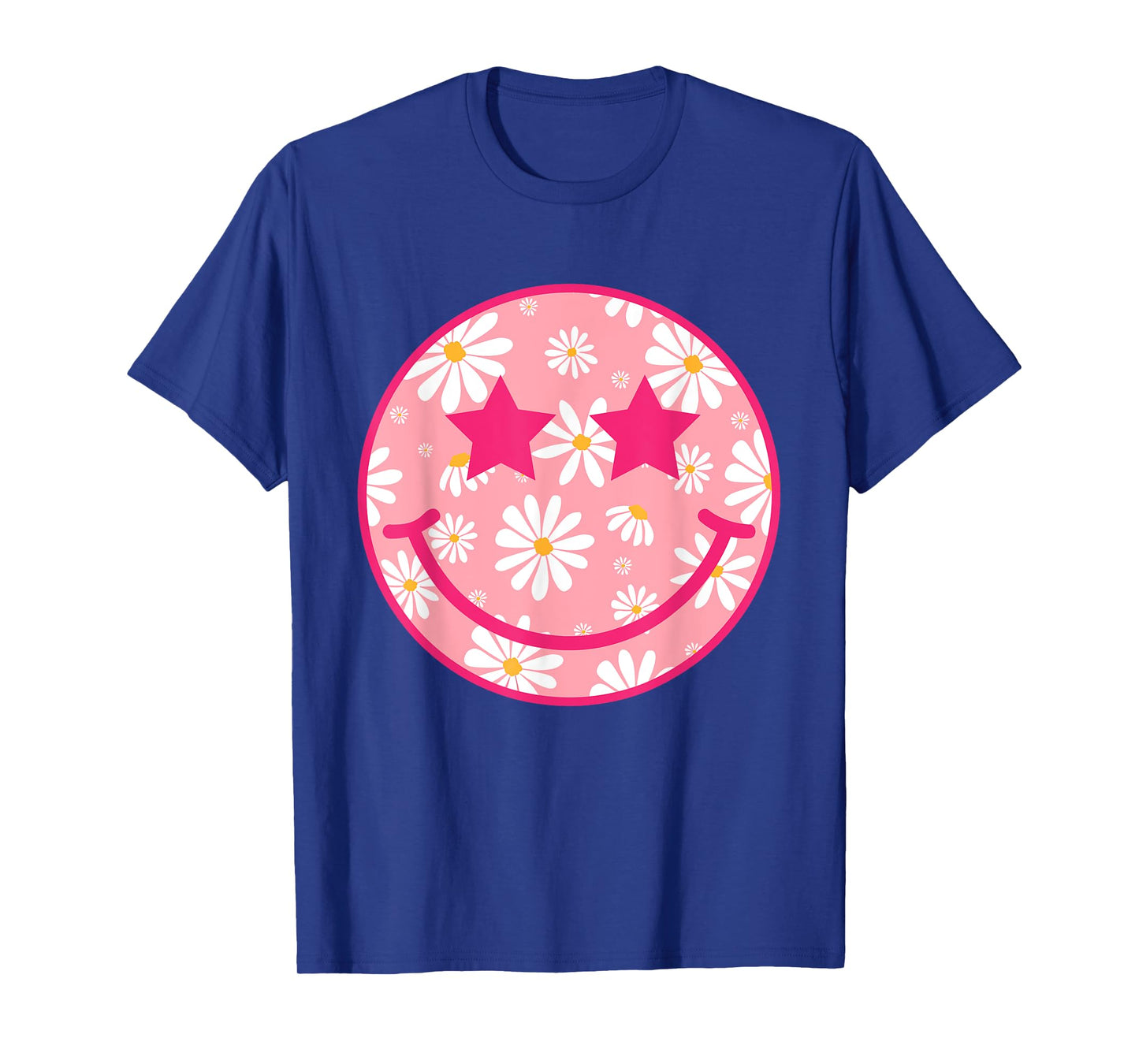 Retro Pink Happy Face Checkered Pattern Smile Face Trendy T-Shirt