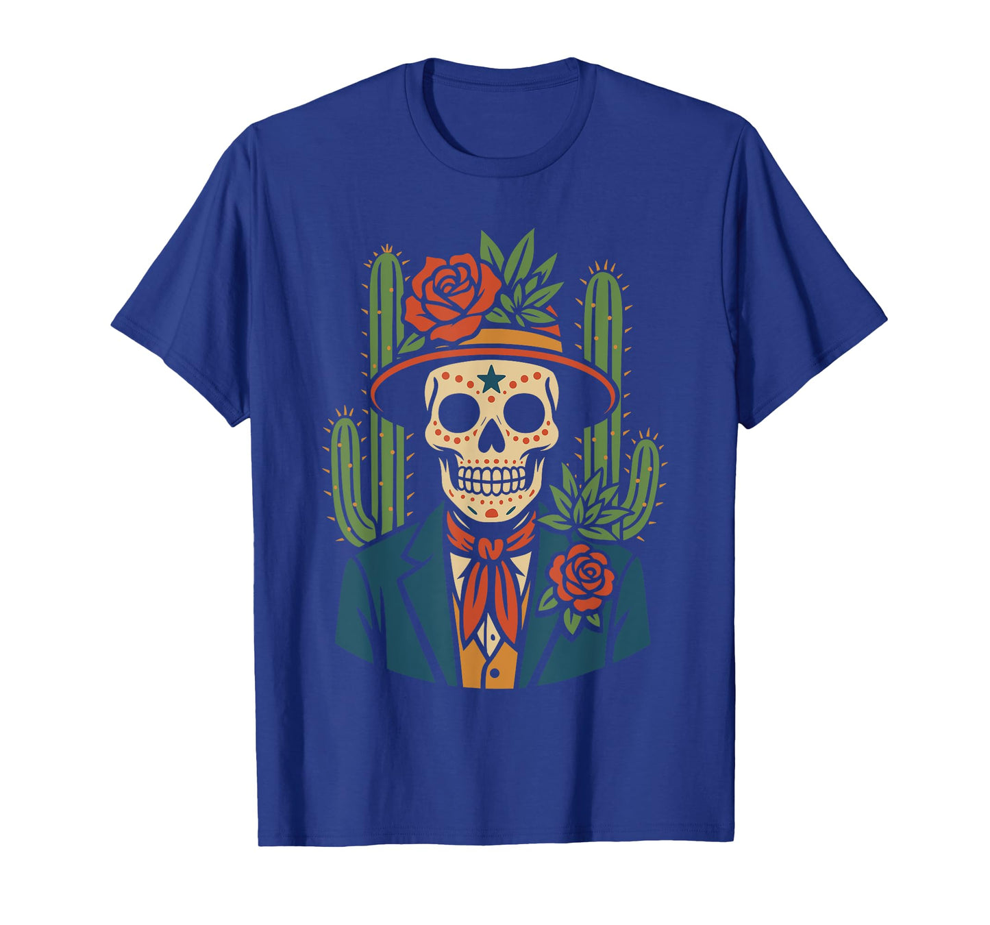 Dia De Los Muertos Costume Men, Mexican Skeleton Cactus T-Shirt