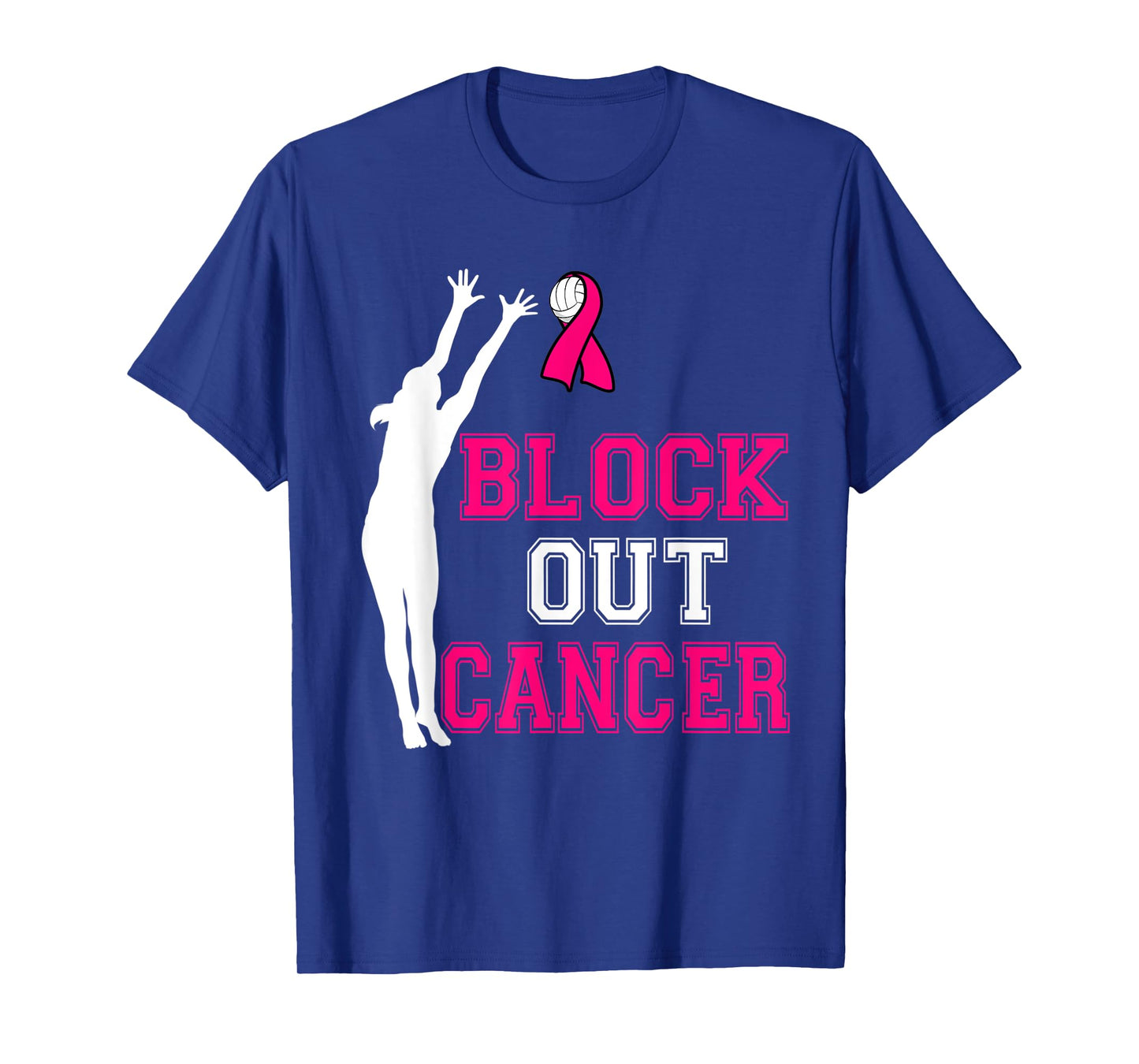 Volleyball Breast Cancer Awareness Block Out Cancer T-Shirt