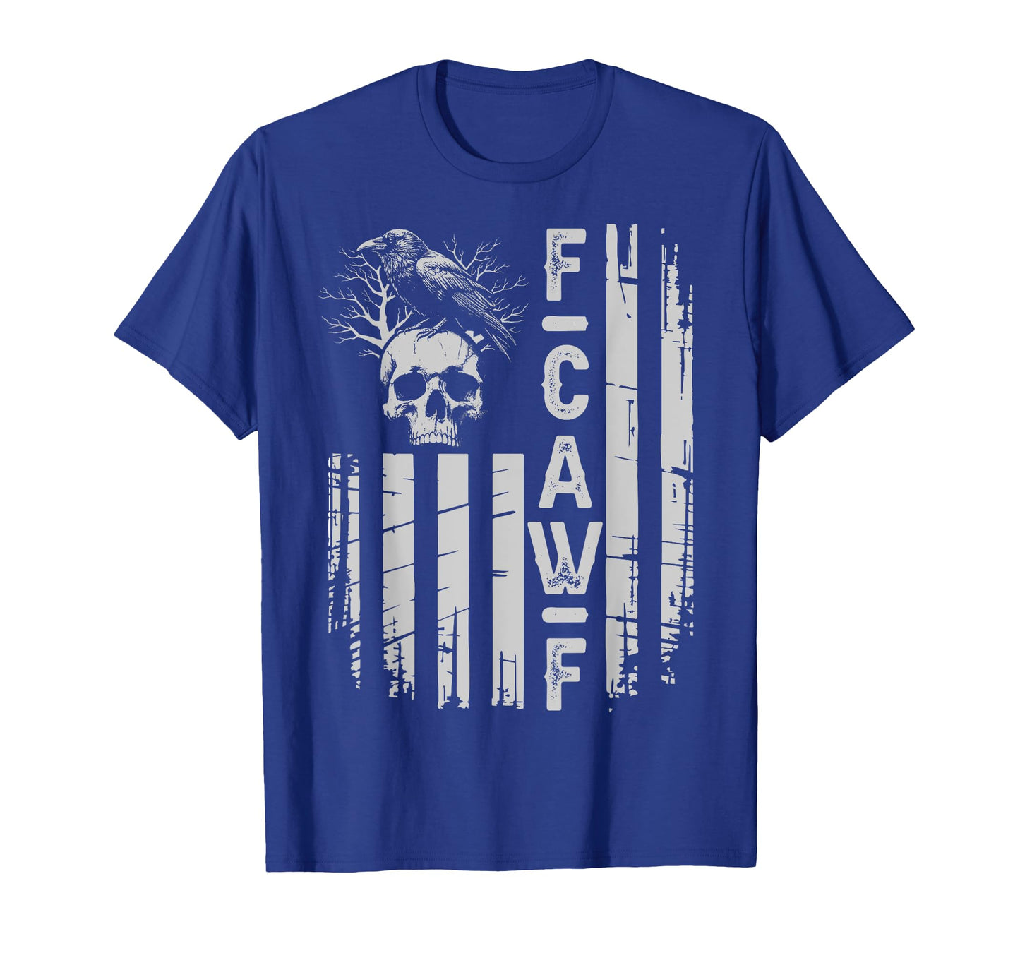 Fcawf Crow US Flag Black Bird Skull Goth F Caw F Adult Humor T-Shirt