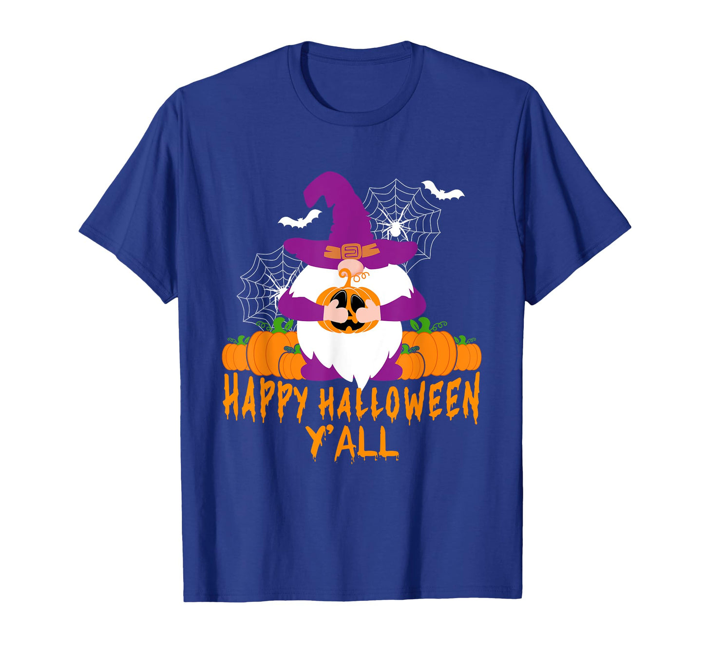 Happy Halloween Y'all Gnome Pumpkin Autumn Fall Men Women T-Shirt