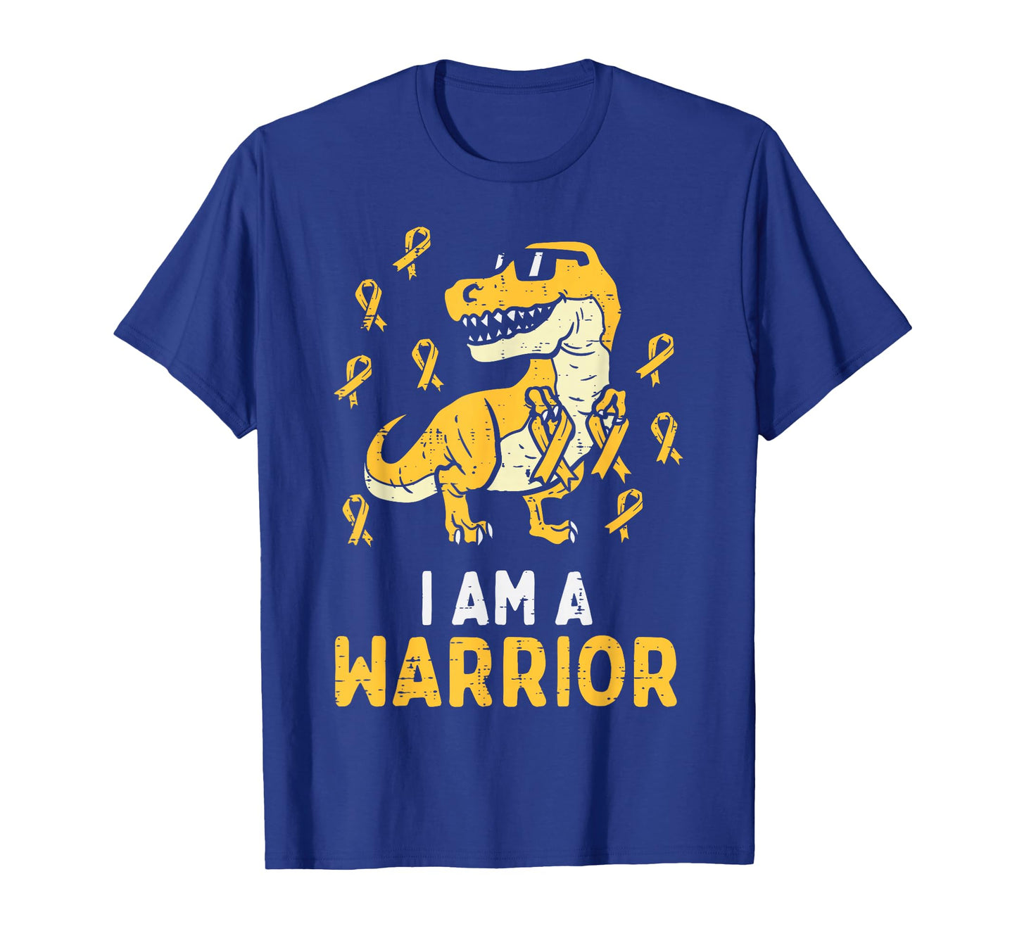 Trex Warrior Childhood Cancer Ribbon Awareness Dinosaur Boys T-Shirt