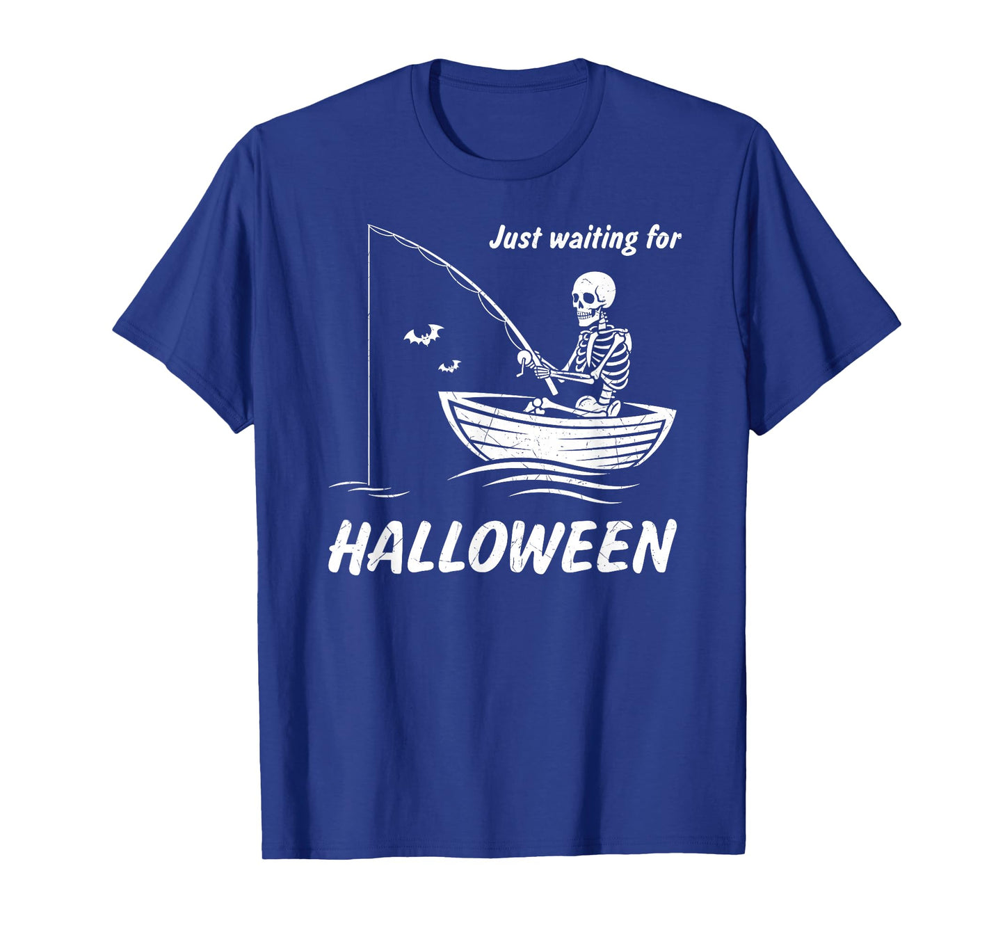 Just Waiting for Halloween Skeleton Fishing Spooky Fisherman T-Shirt