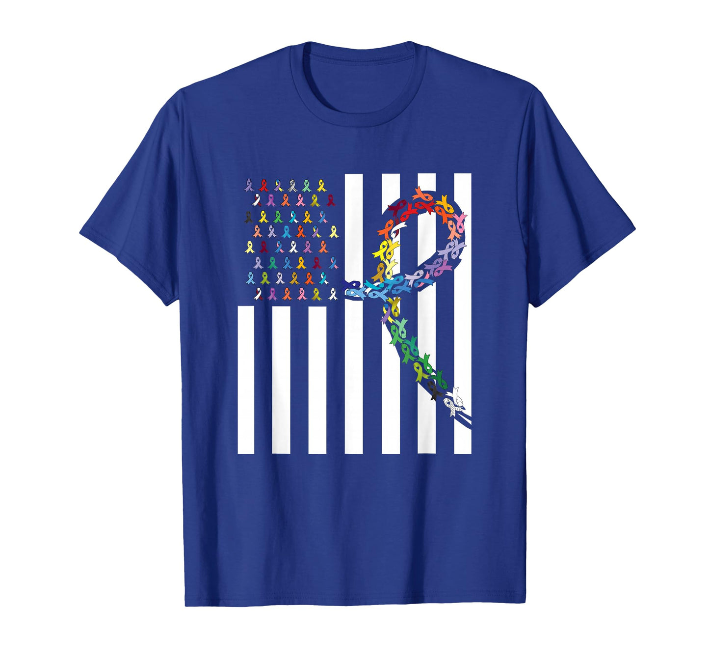 All Cancer Matters Awareness USA Flag All Ribbons T-Shirt