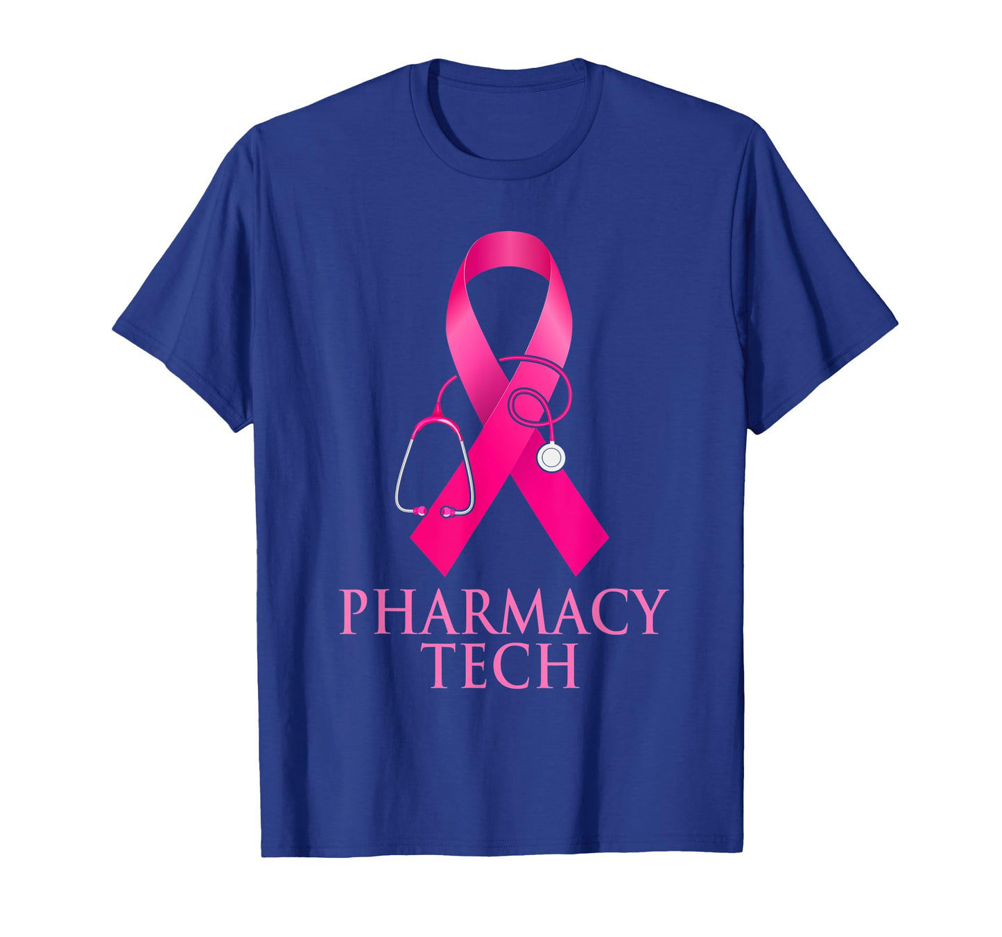 Pharmacy Tech Nurse Stethoscope Pink Heart Breast Cancer T-Shirt