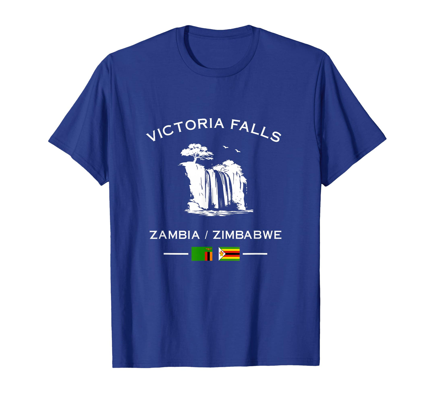 Victoria Falls Waterfall Zambezi Zambia Zimbabwe Flag T-Shirt