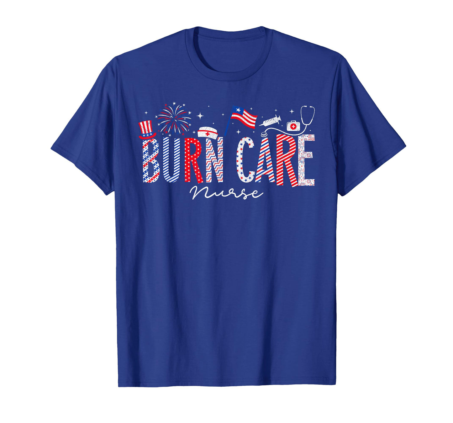 4th Of July Burn Care Nurse Scrub Tops Patriotic Nurses T-Shirt for Women Men