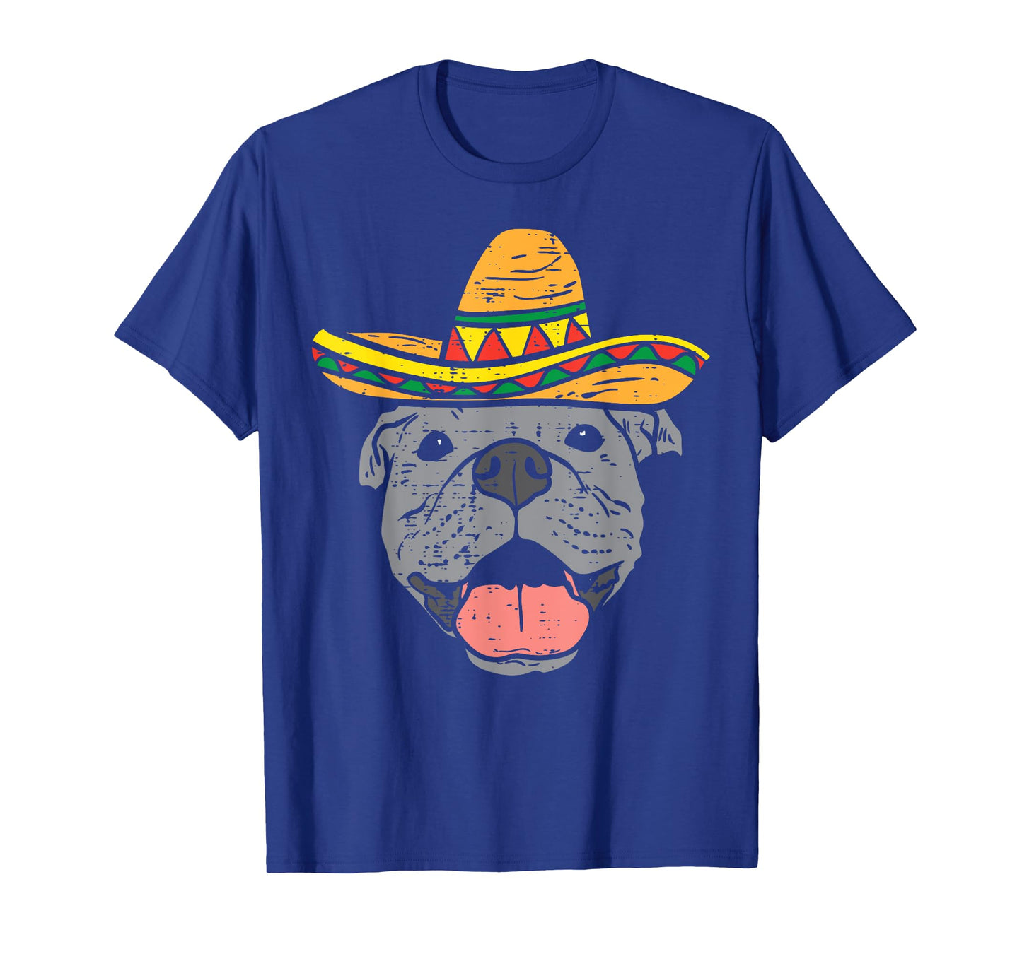Pitbull Face Sombrero Cute Cinco De Mayo Mexican Pittie Dog Men Women Kids T-Shirt