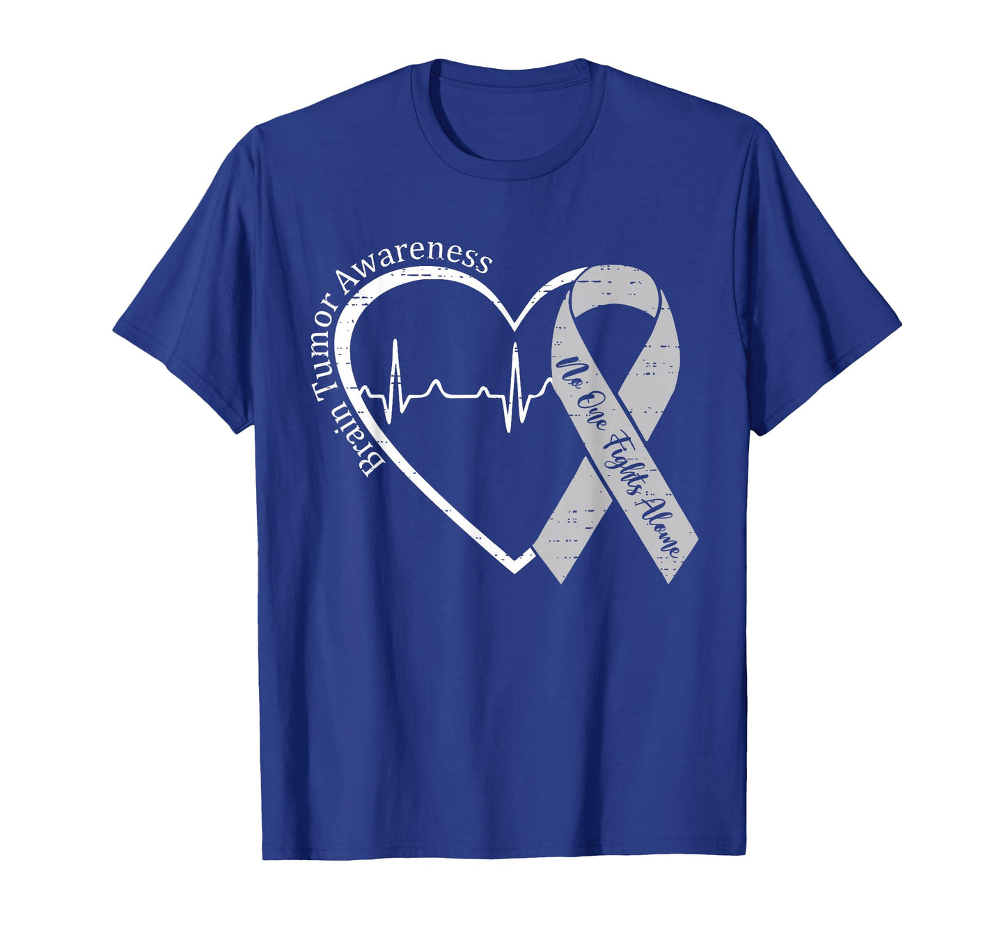 Brain Tumor Awareness Heart Brain Cancer Gray Ribbon Support T-Shirt