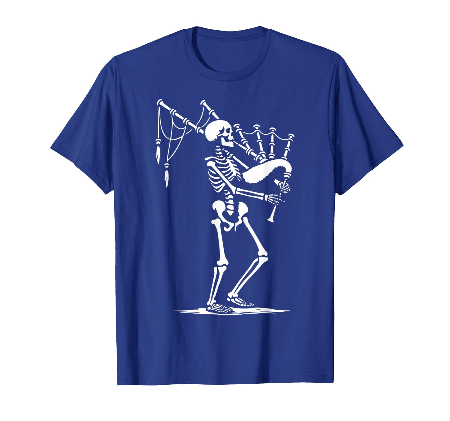 Funny Graphics of Skeleton Playing On Medieval Bagpipe T-Shirt