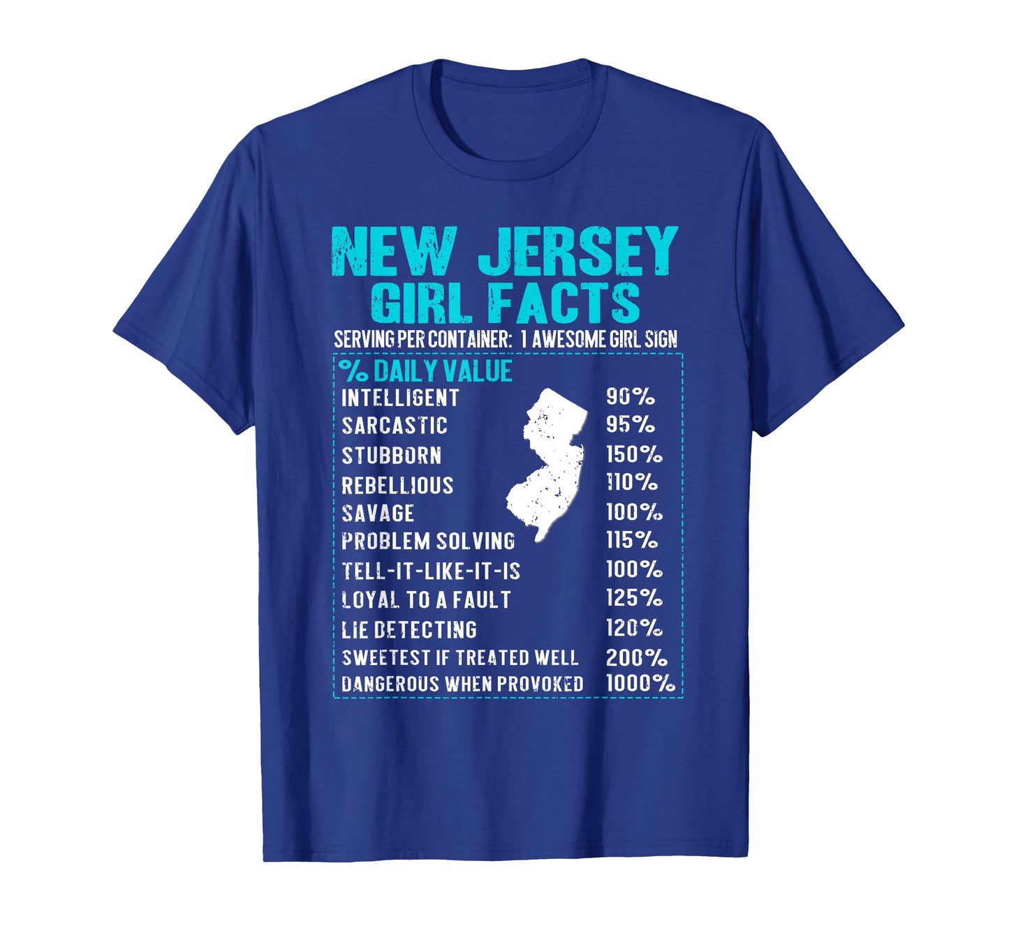 New Jersey Girl Facts Funny Birthday Gift Born in New Jersey T-Shirt