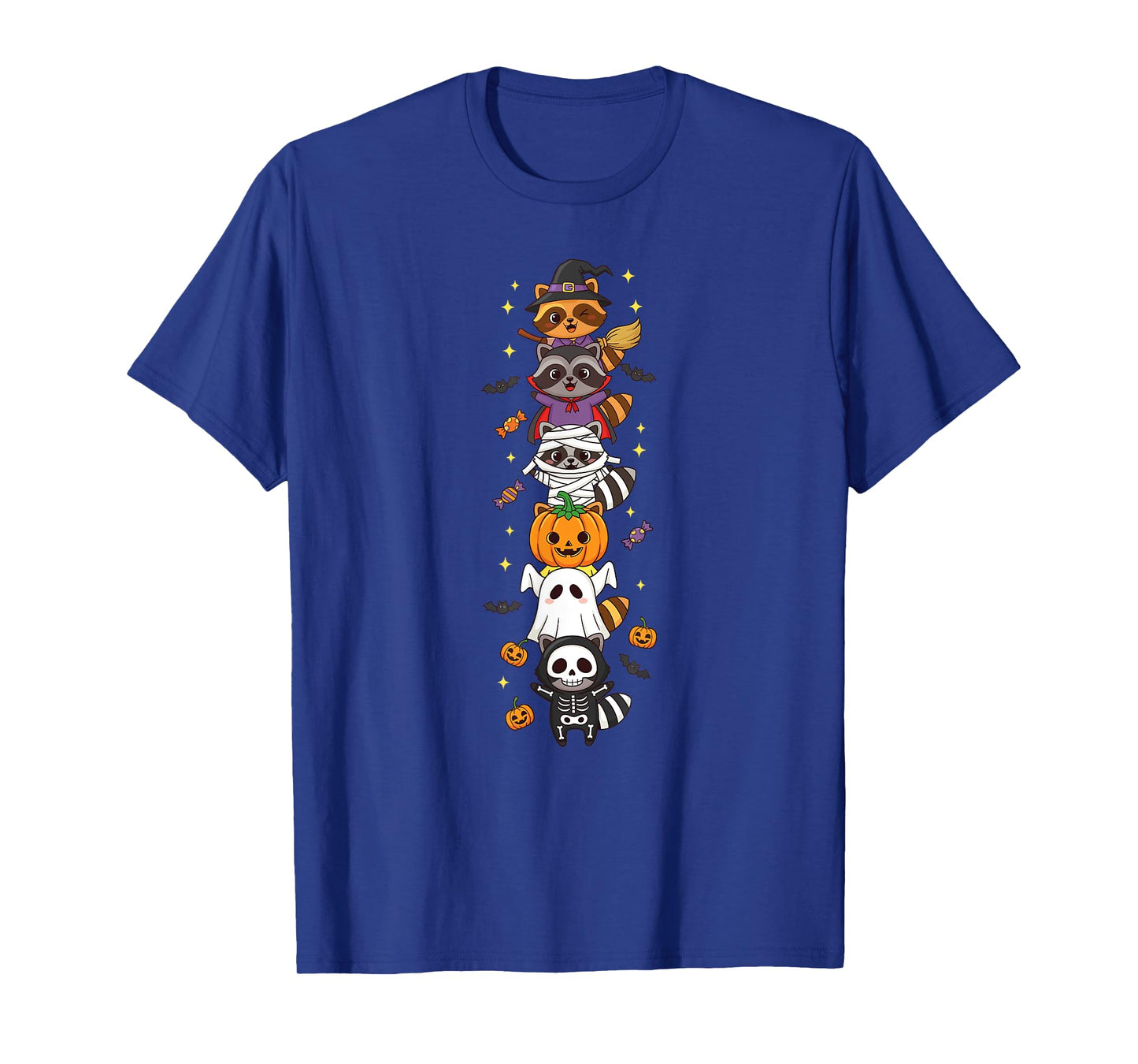 Funny Raccoon Witch Vampire Ghost Halloween Kids Mens Womens T-Shirt