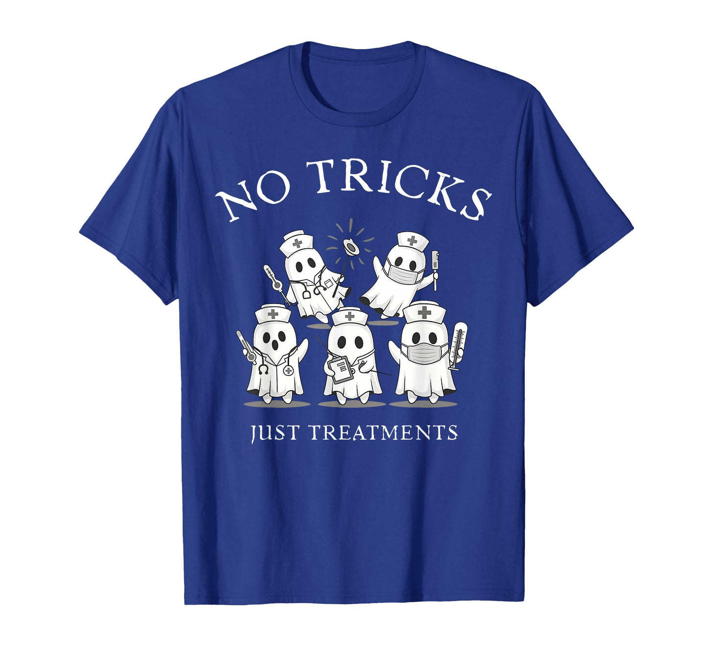 No Tricks Just Treats Ghost Nurse Halloween Spooky Season T-Shirt