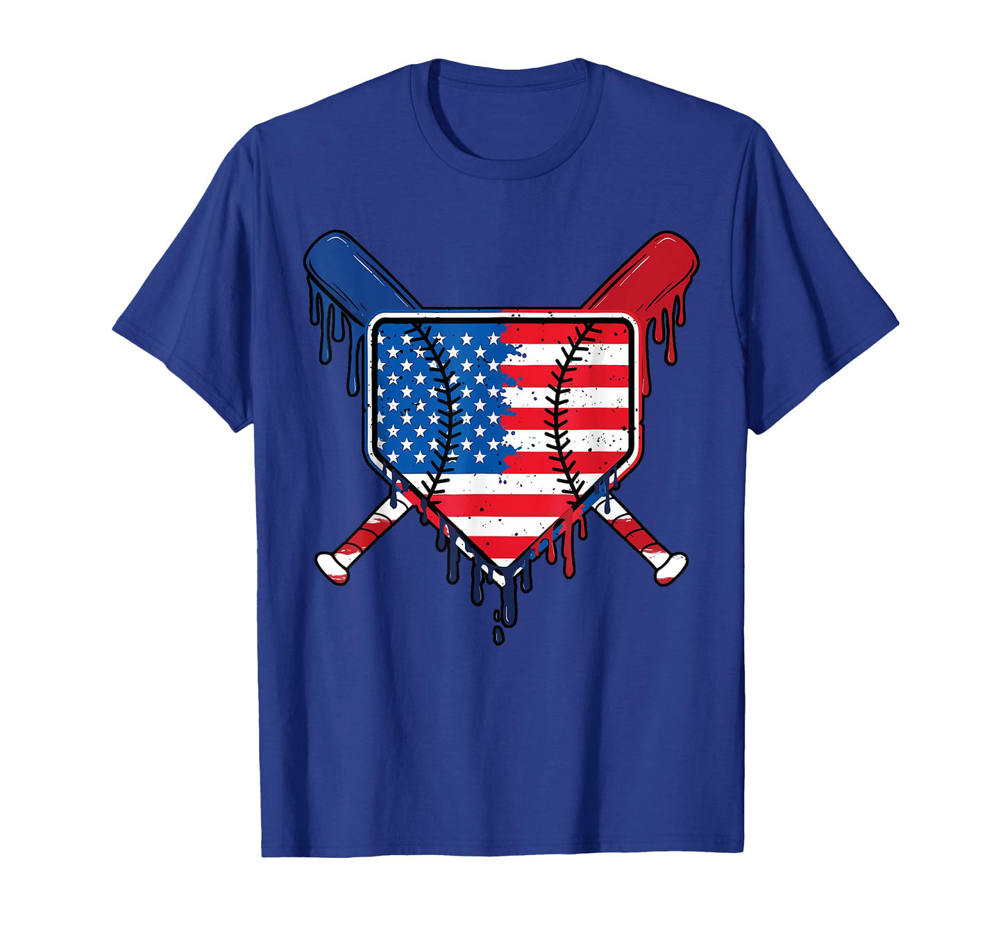 Baseball Drip Boys Ice Cream Patriotic American Flag T-Shirt