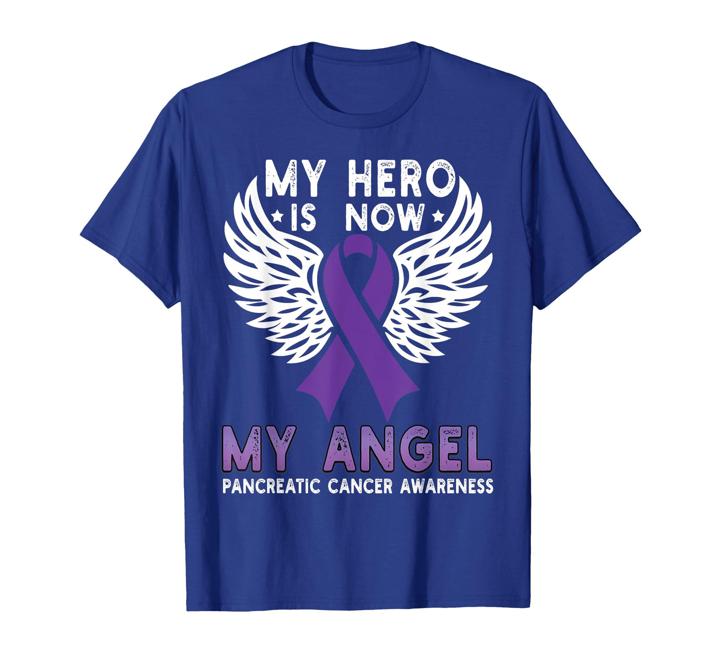My Hero Is Now My Angel Pancreatic Cancer Awareness Ribbon T-Shirt