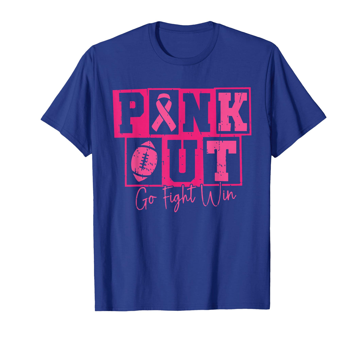 Pink Out Go Fight Football Win Brushstroke Breast Cancer T-Shirt
