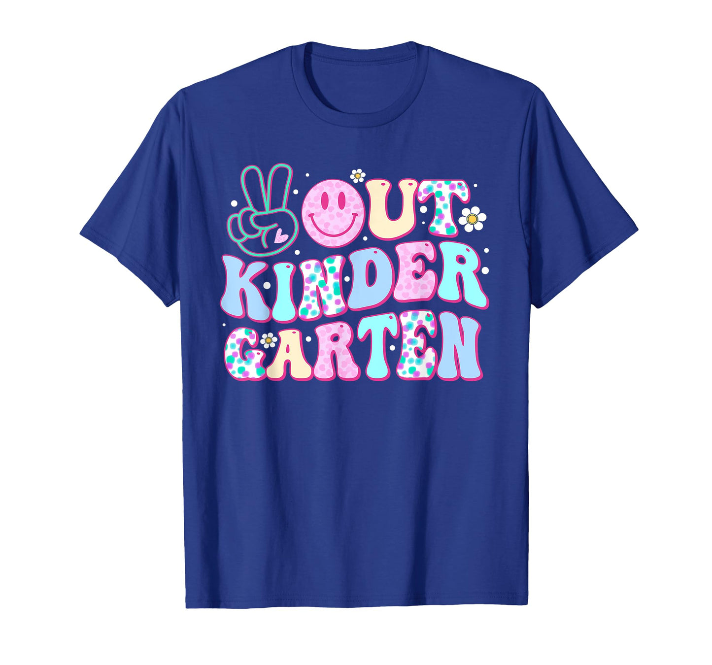 Peace Out Kindergarten Last Day Of School Groovy Boys Girls T-Shirt
