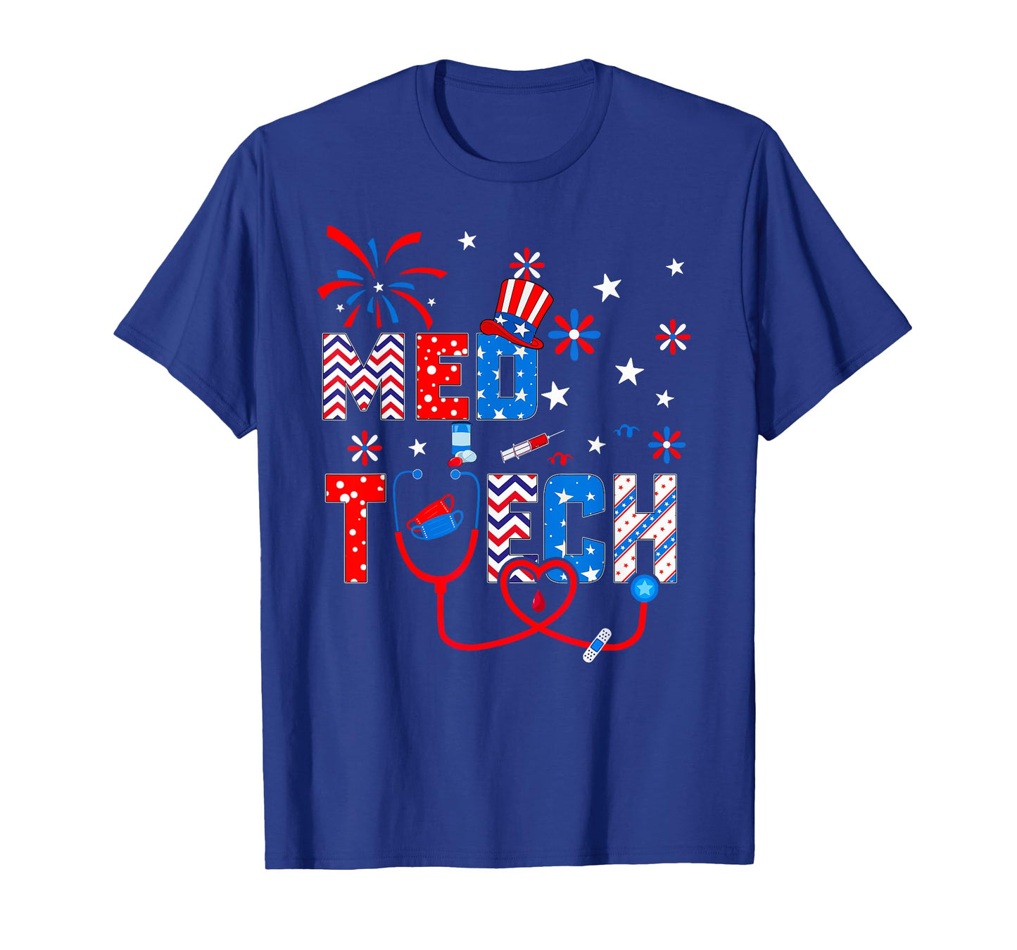 4th Of July Shirt For Women Stethoscope Patriotic Med Tech T-Shirt