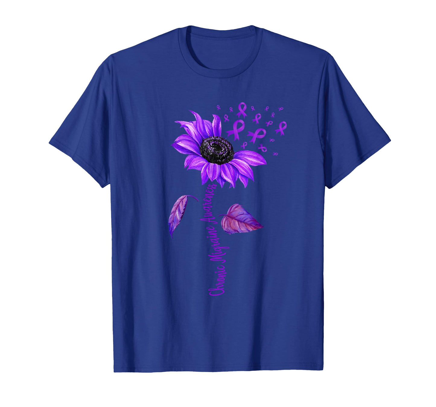Chronic Migraine Awareness Month Sunflower Purple Ribbon T-Shirt