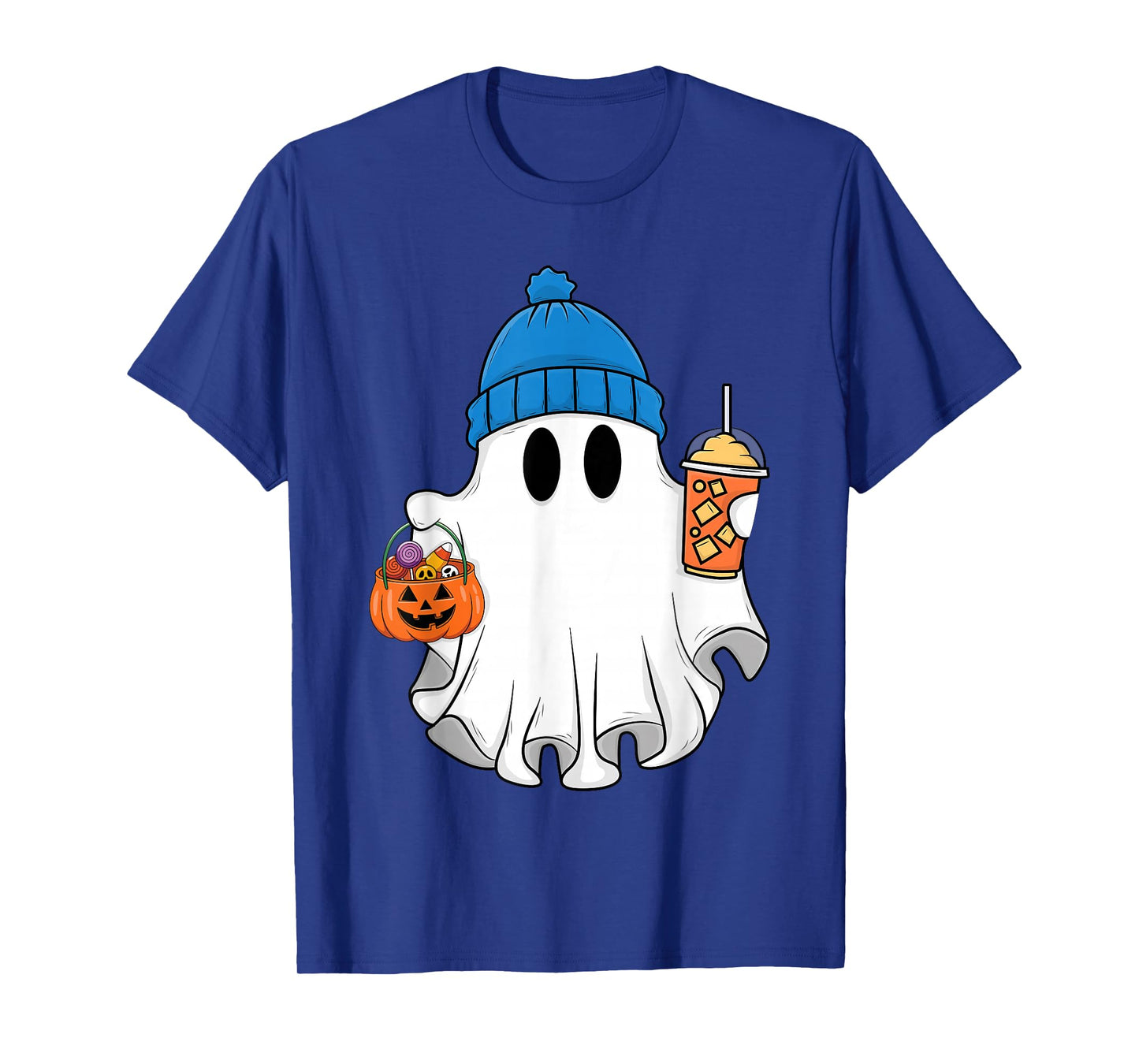 Ghost Drinking Coffee Halloween Costume Boo Ghost Ice Coffee T-Shirt