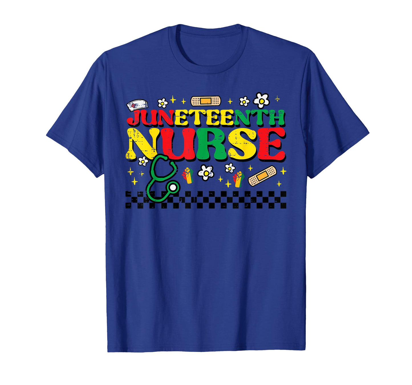 Juneteenth Nurse Groovy Retro African Scrub Top Black Women T-Shirt
