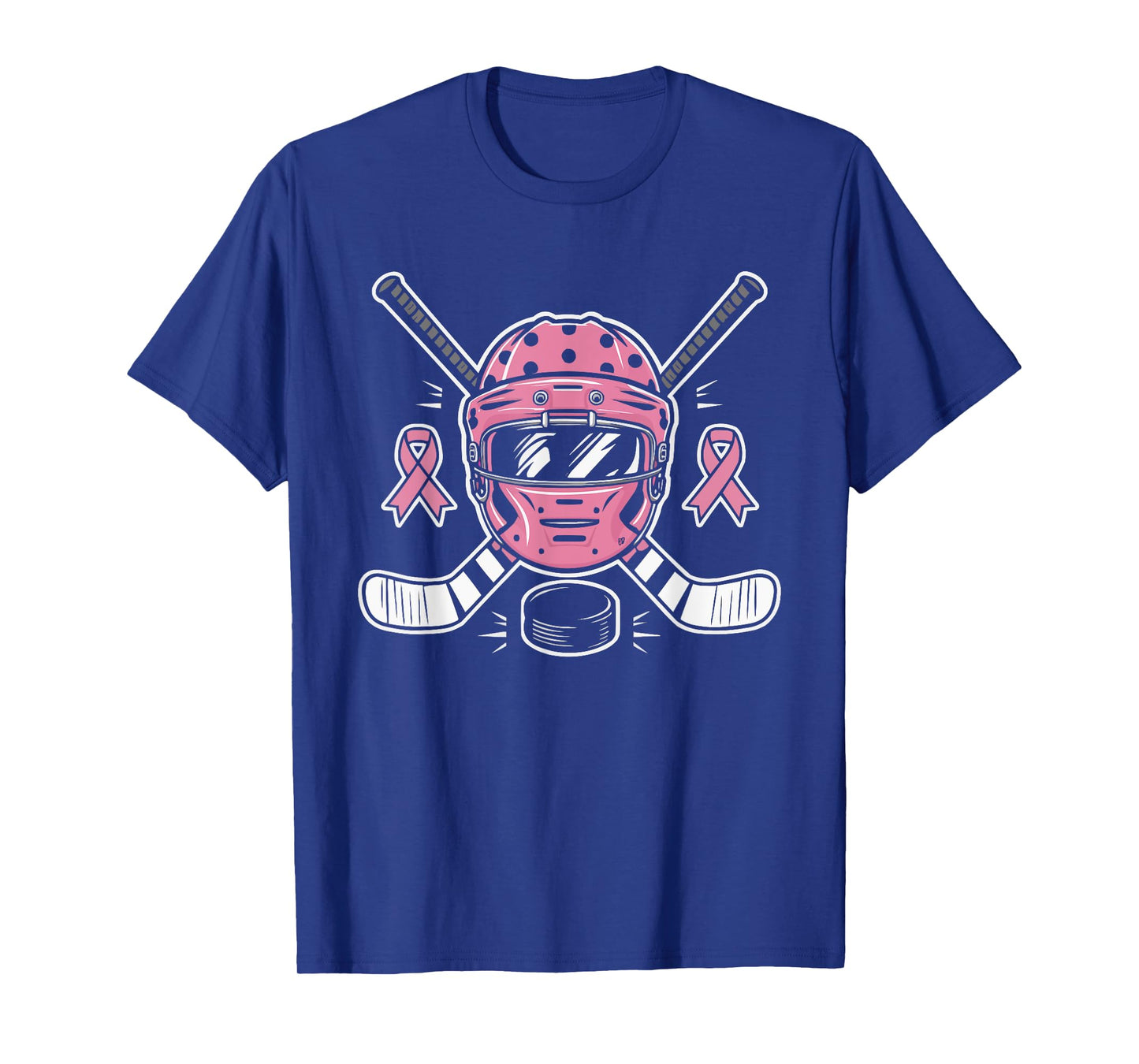 Ice Hockey Breast Cancer Awareness Month Pink Ribbon T-Shirt