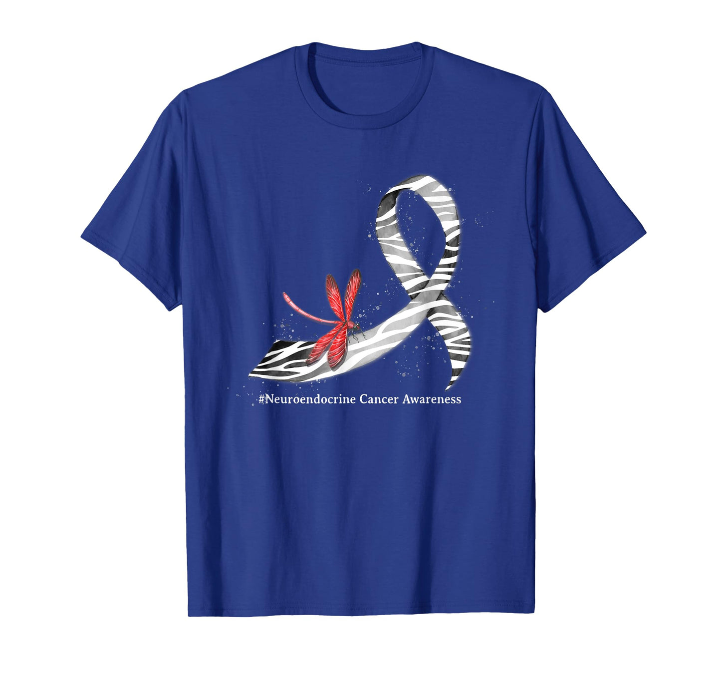 Dragonfly Zebra Ribbon Neuroendocrine Cancer Awareness T-Shirt