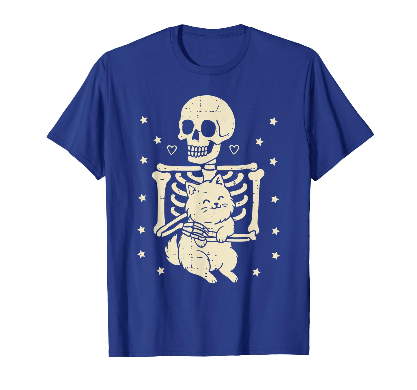 Skeleton Hugging Cat Funny Halloween Spooky Outfit T-Shirt