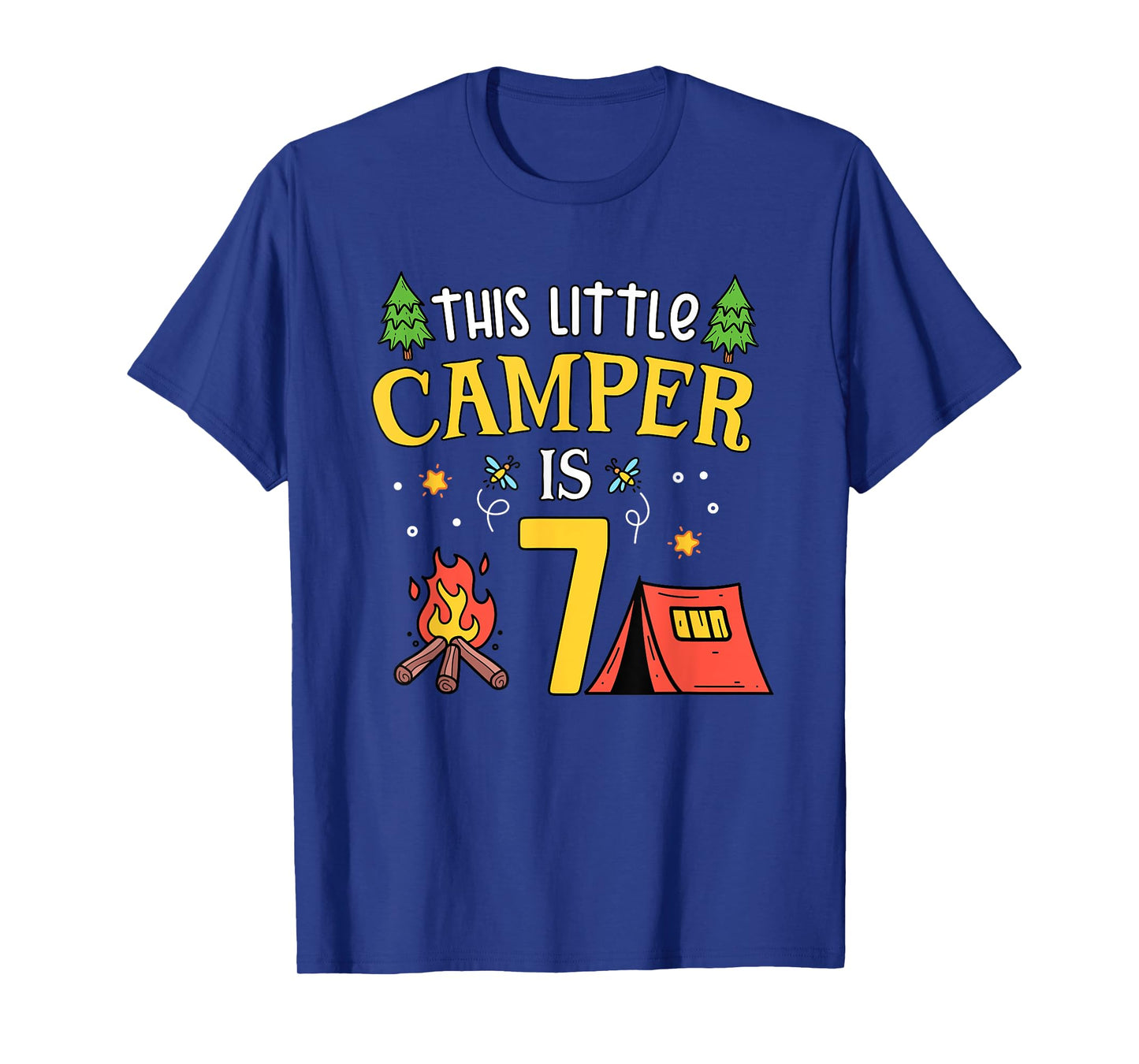 7th Birthday Little Camper Seven Years Old Camping Party T-Shirt