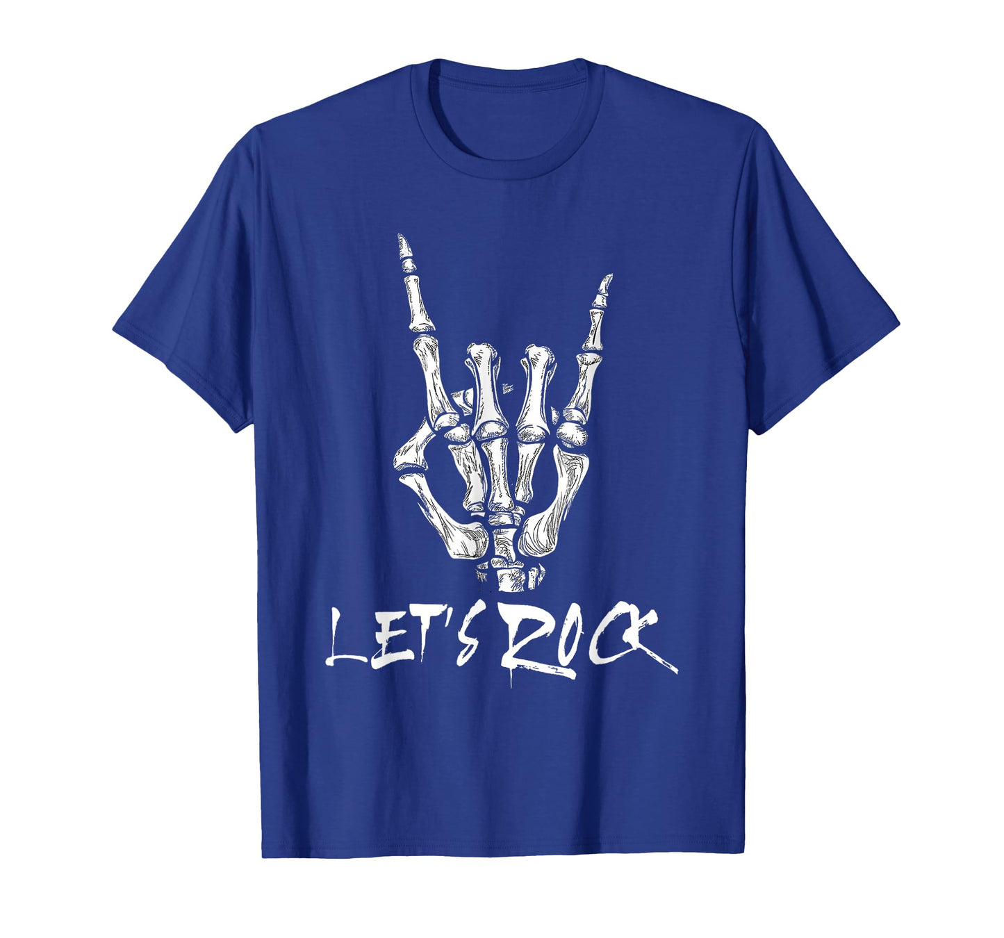 Lets Rock On Band Halloween Rock and Roll Skeleton Hand T-Shirt