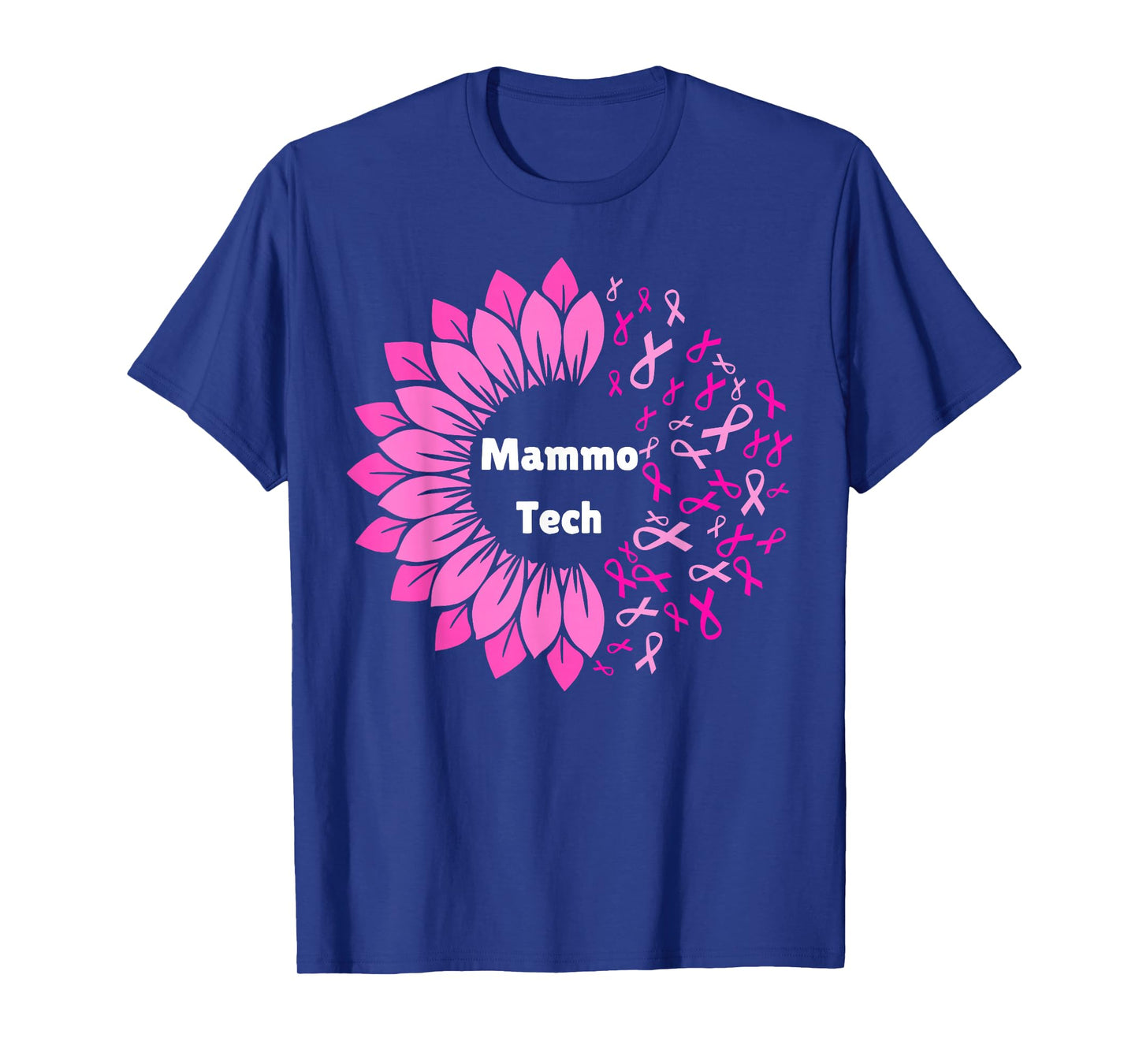 Retro Sunflower Ribbon Mammo Tech Mammography Technologist T-Shirt