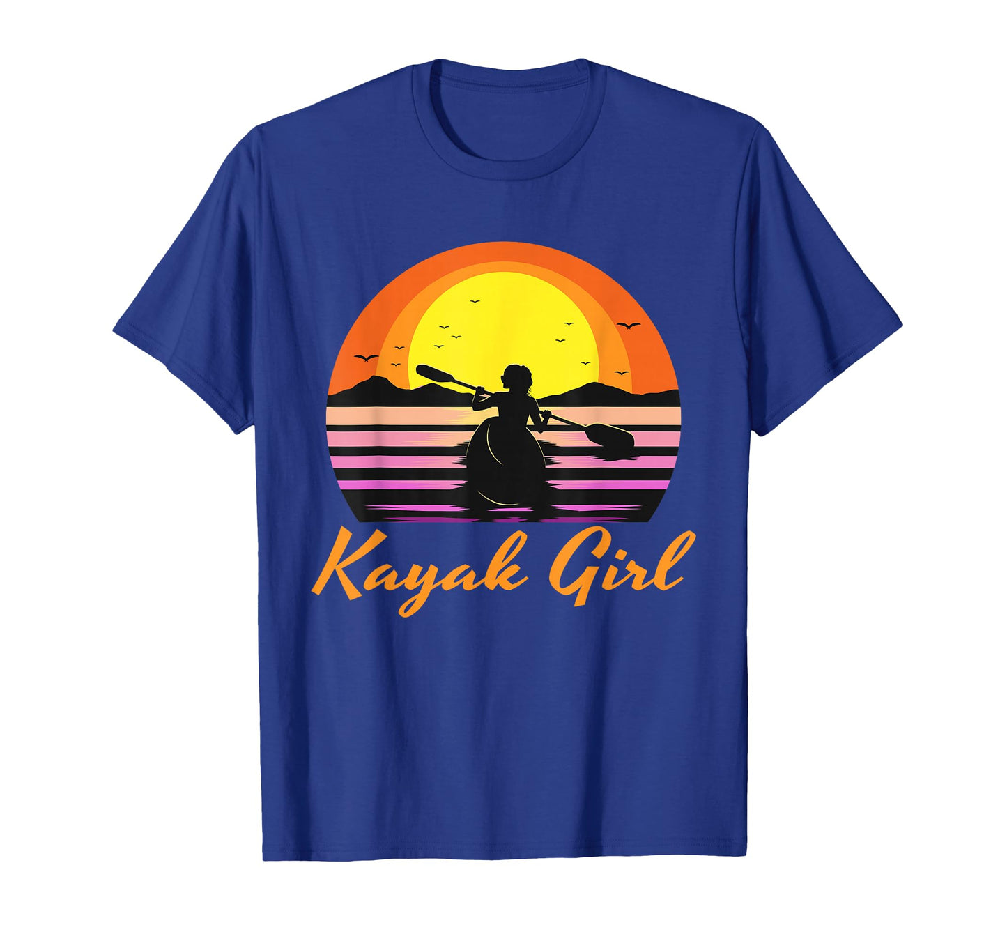 Kayak Girl Funny Kayaking Sunset Kayaker Boating Boat Lovers T-Shirt