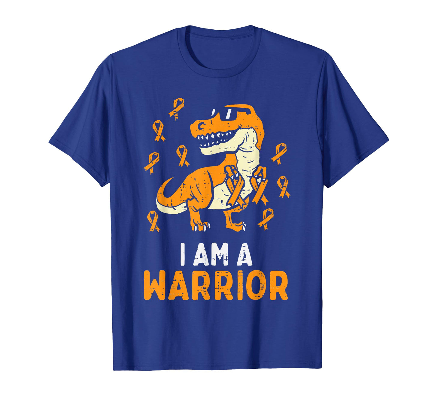 Trex Orange Ribbon Im A Warrior Leukemia Awareness Boys Kids T-Shirt