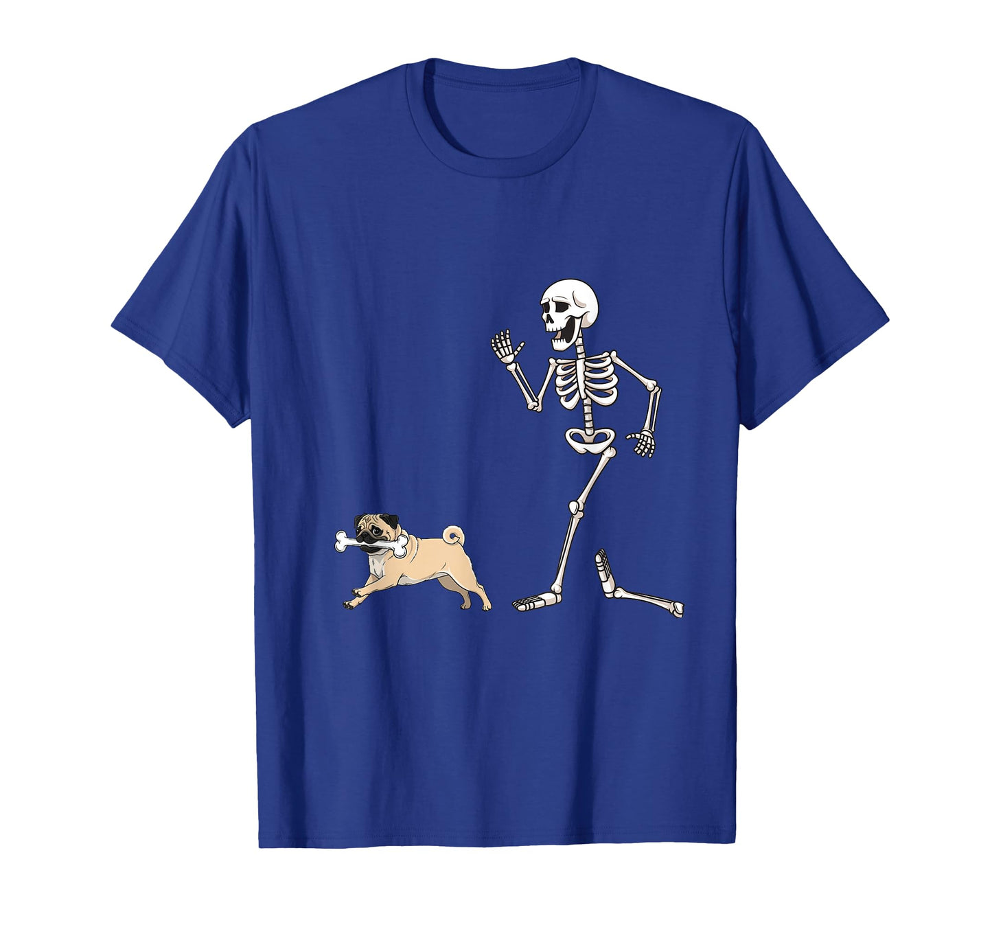 Funny Halloween Pug and Skeleton T-Shirt