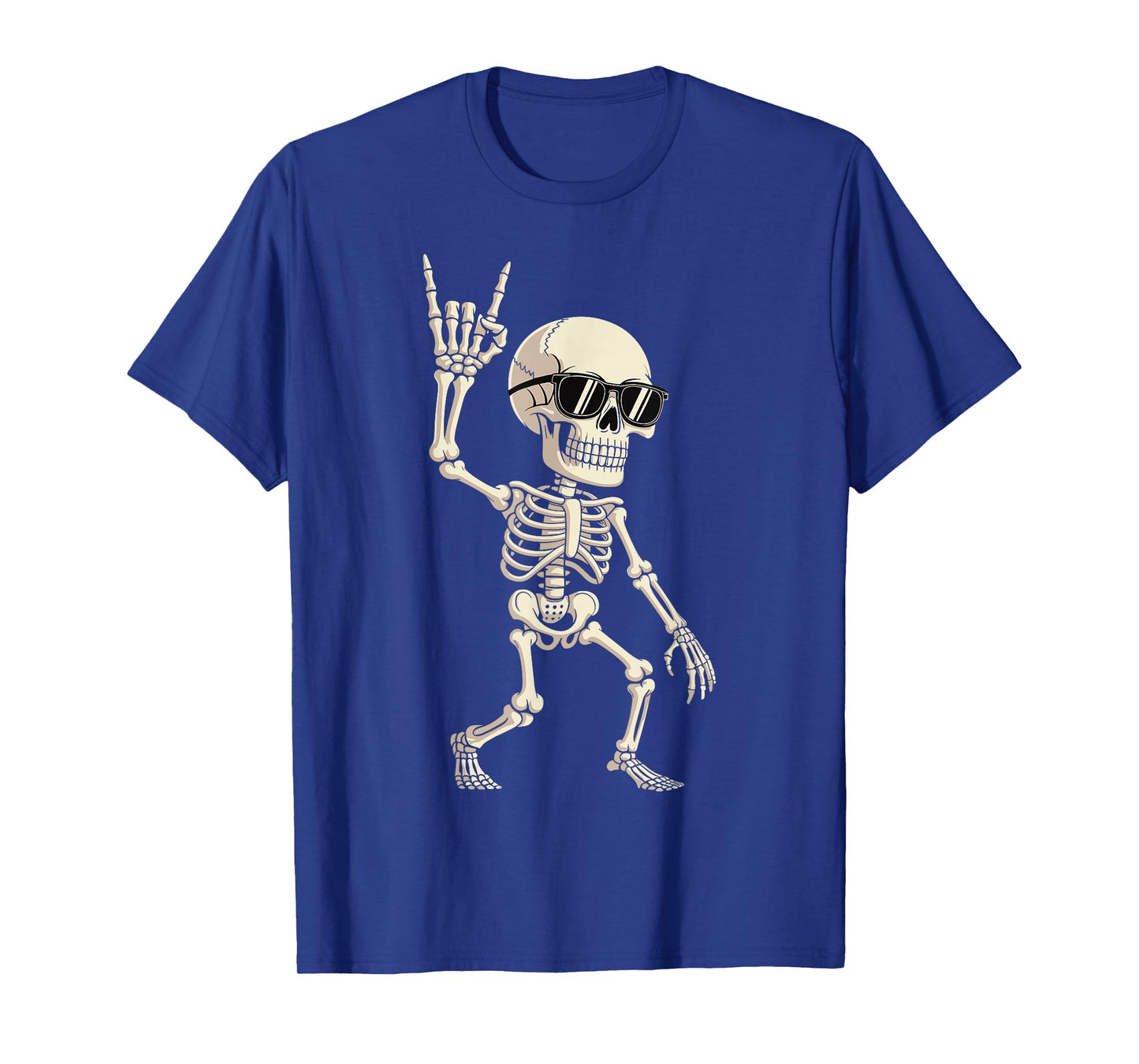 Cool Music Rock On Skeleton with Shades Halloween Party Tee T-Shirt