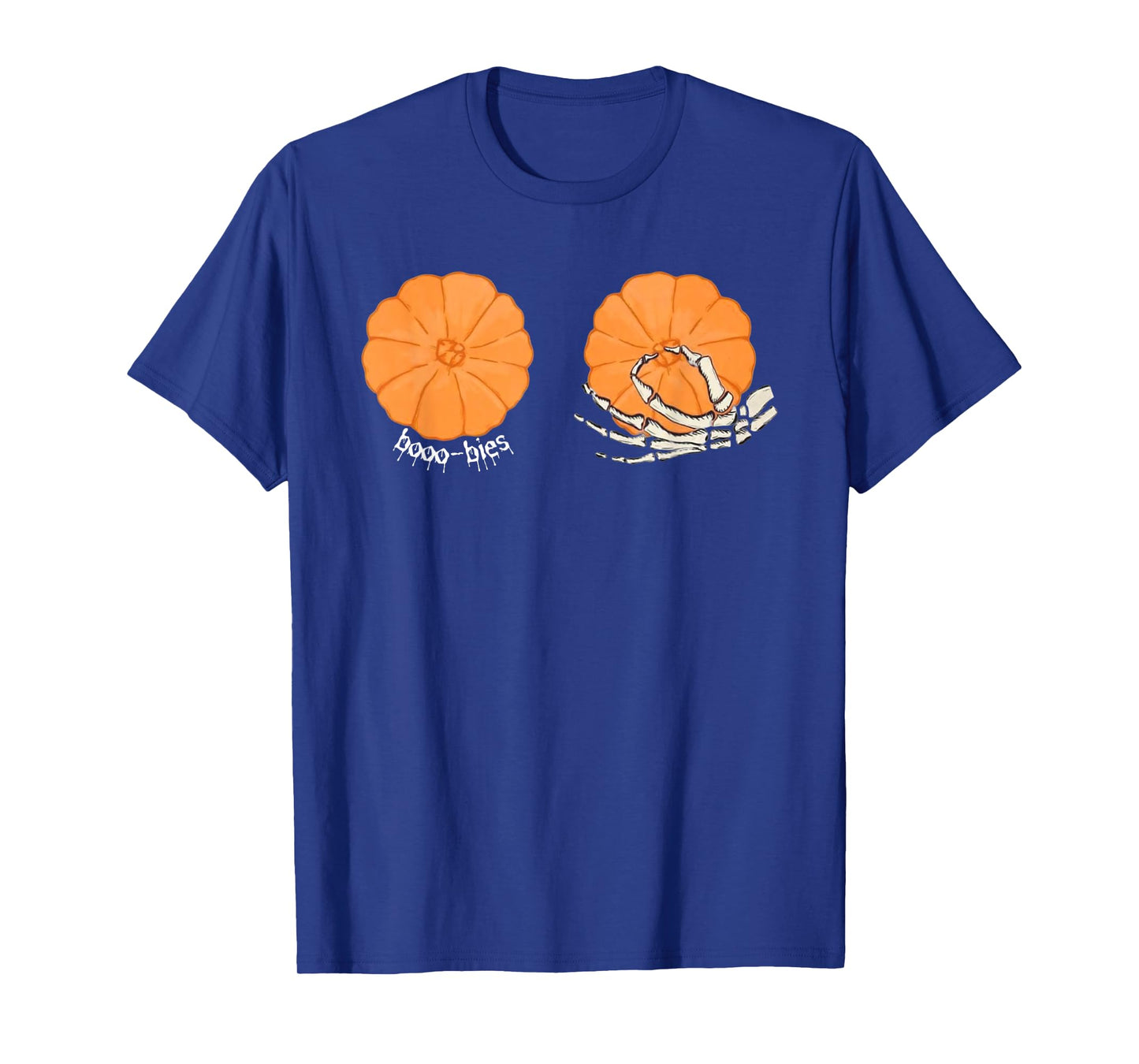 Funny Pumpkin Boobs Booo-bies Skeleton Hands Bra Halloween T-Shirt