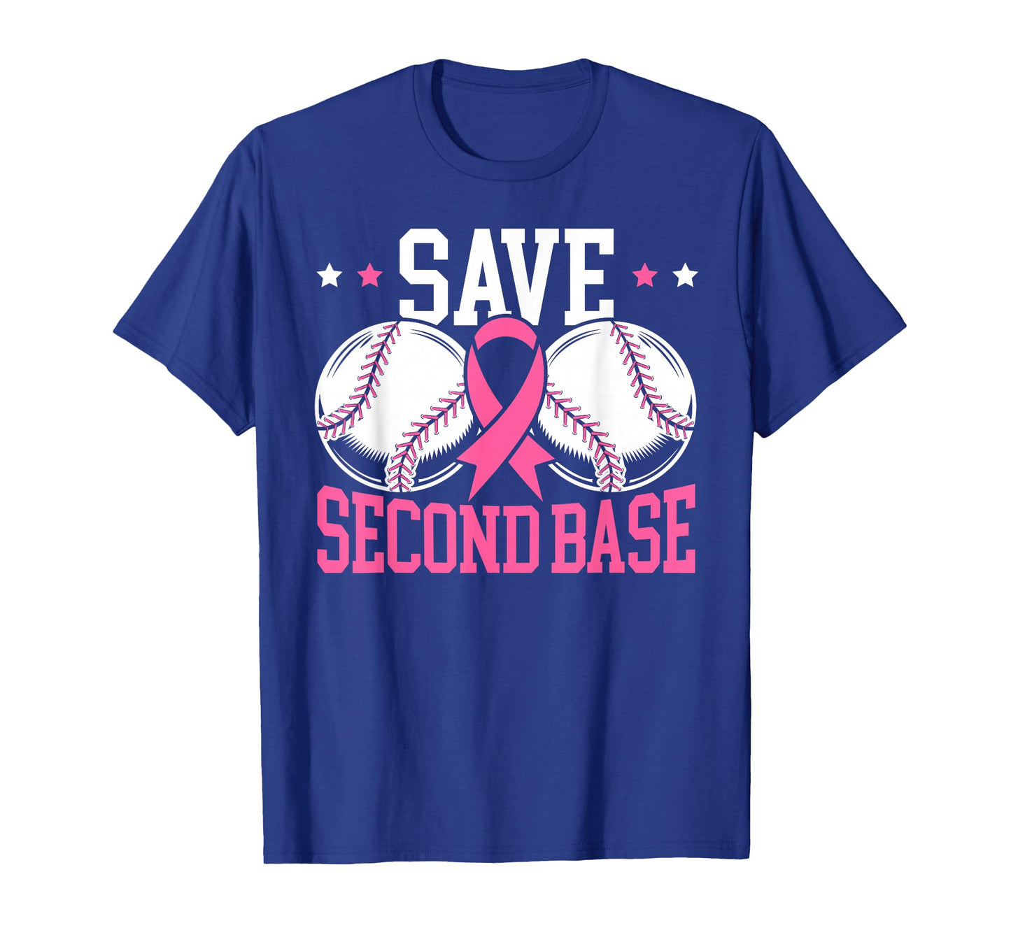 Save 2nd Base Baseball Player Breast Cancer Awareness T-Shirt