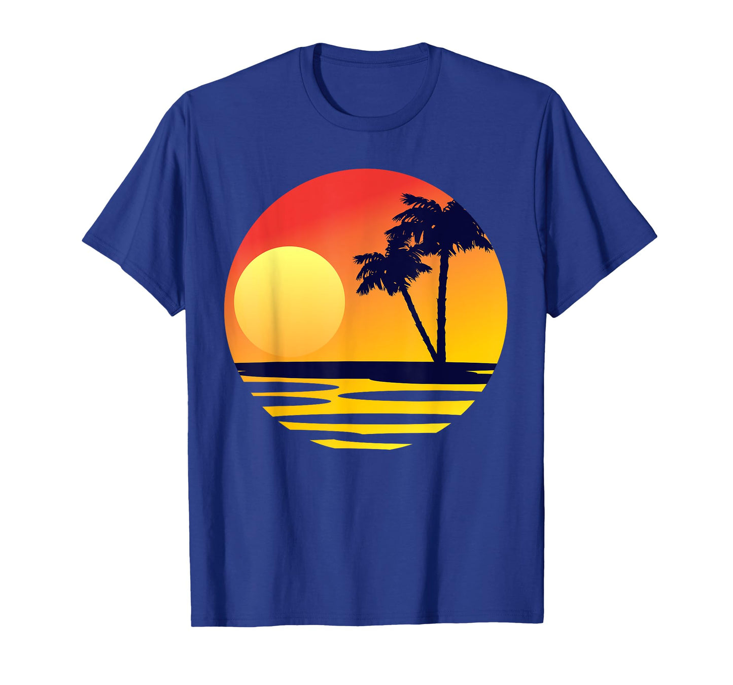 Sunset Beach Silhouette Tropical Palm Tree Sunny Lover Gift T-Shirt