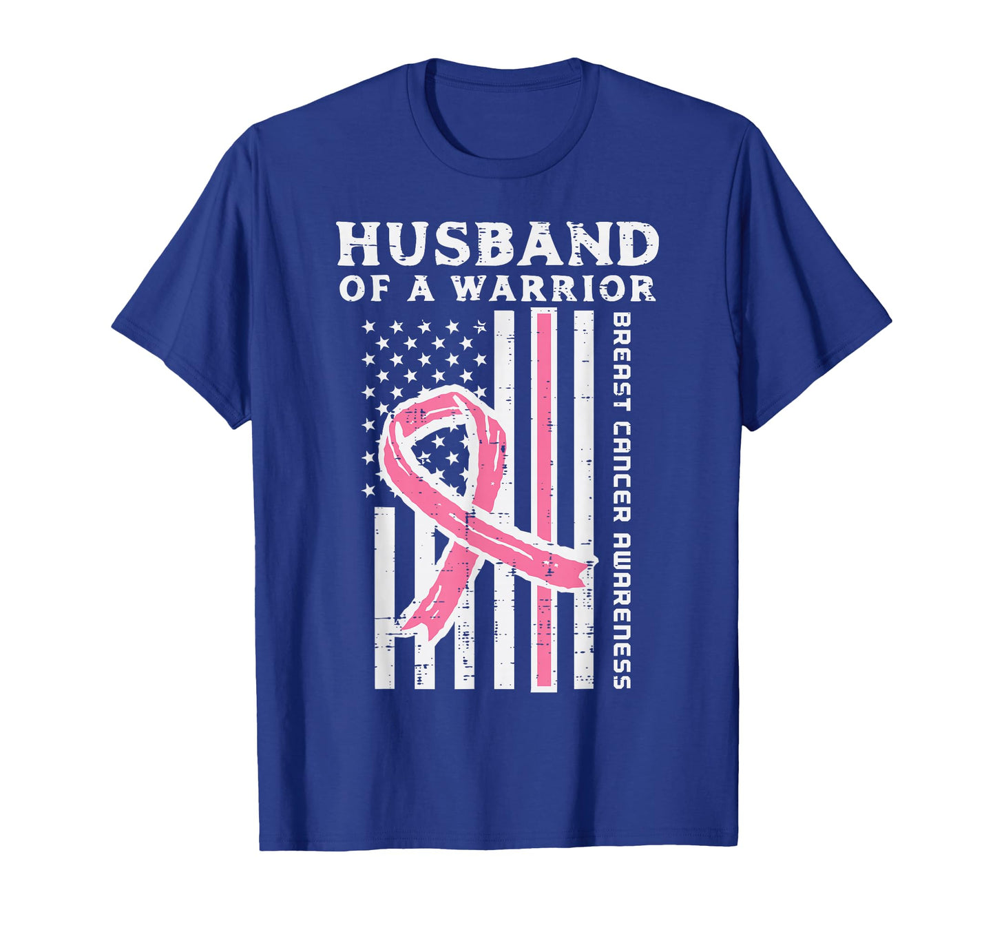 Husband Of A Warrior American Flag Breast Cancer Awareness T-Shirt
