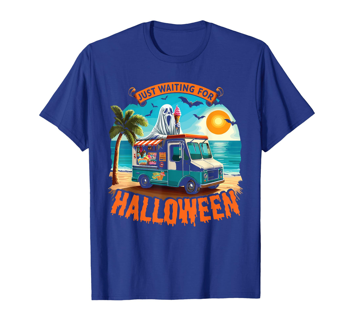 Skeleton Just Waiting For Halloween Halloween Summer Ghost T-Shirt
